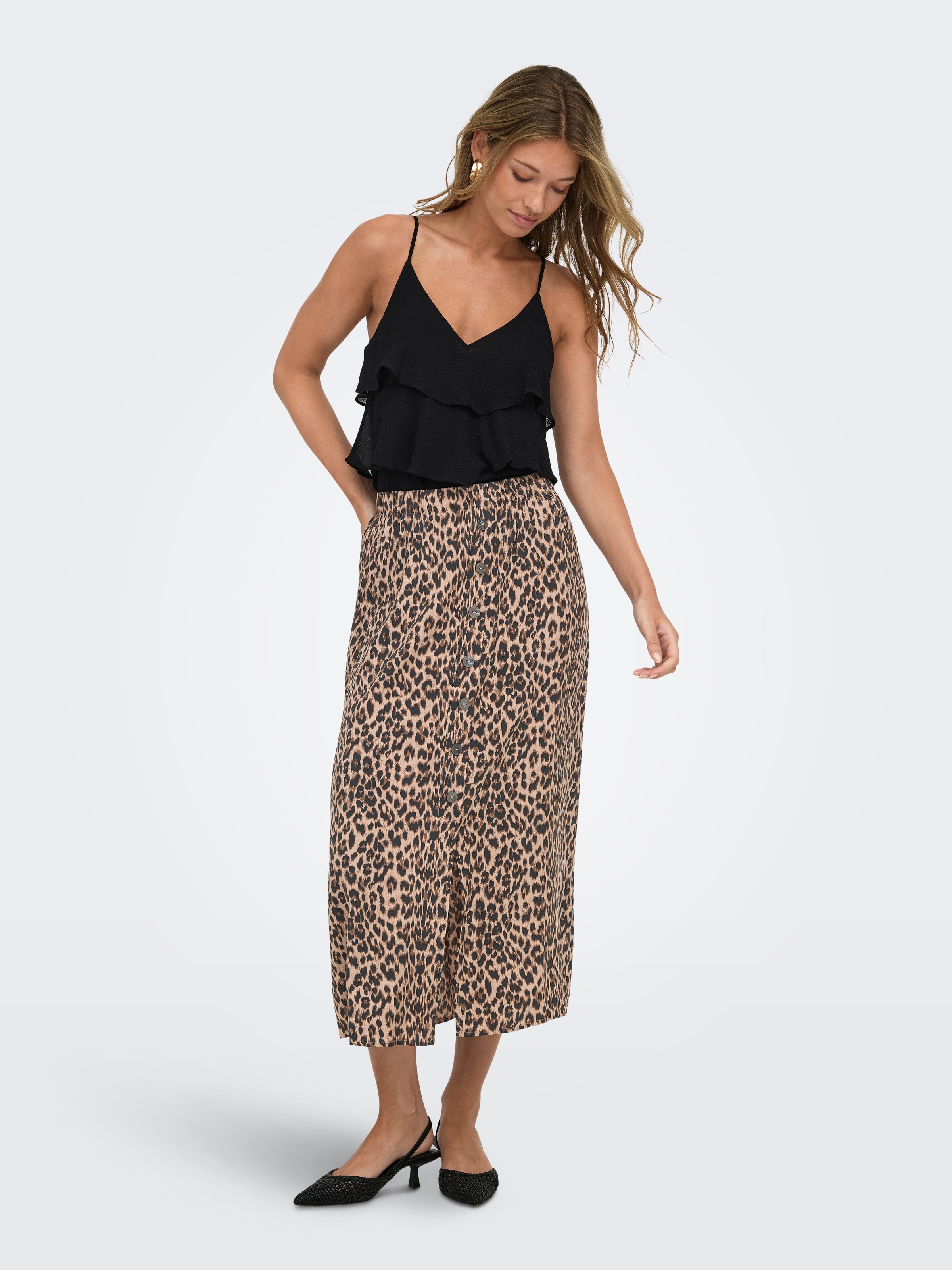 ONLY Trägertop »ONLLINN LIFE FLOUNCE SINGLET WVN NOOS« Kunstfaser, regular fit