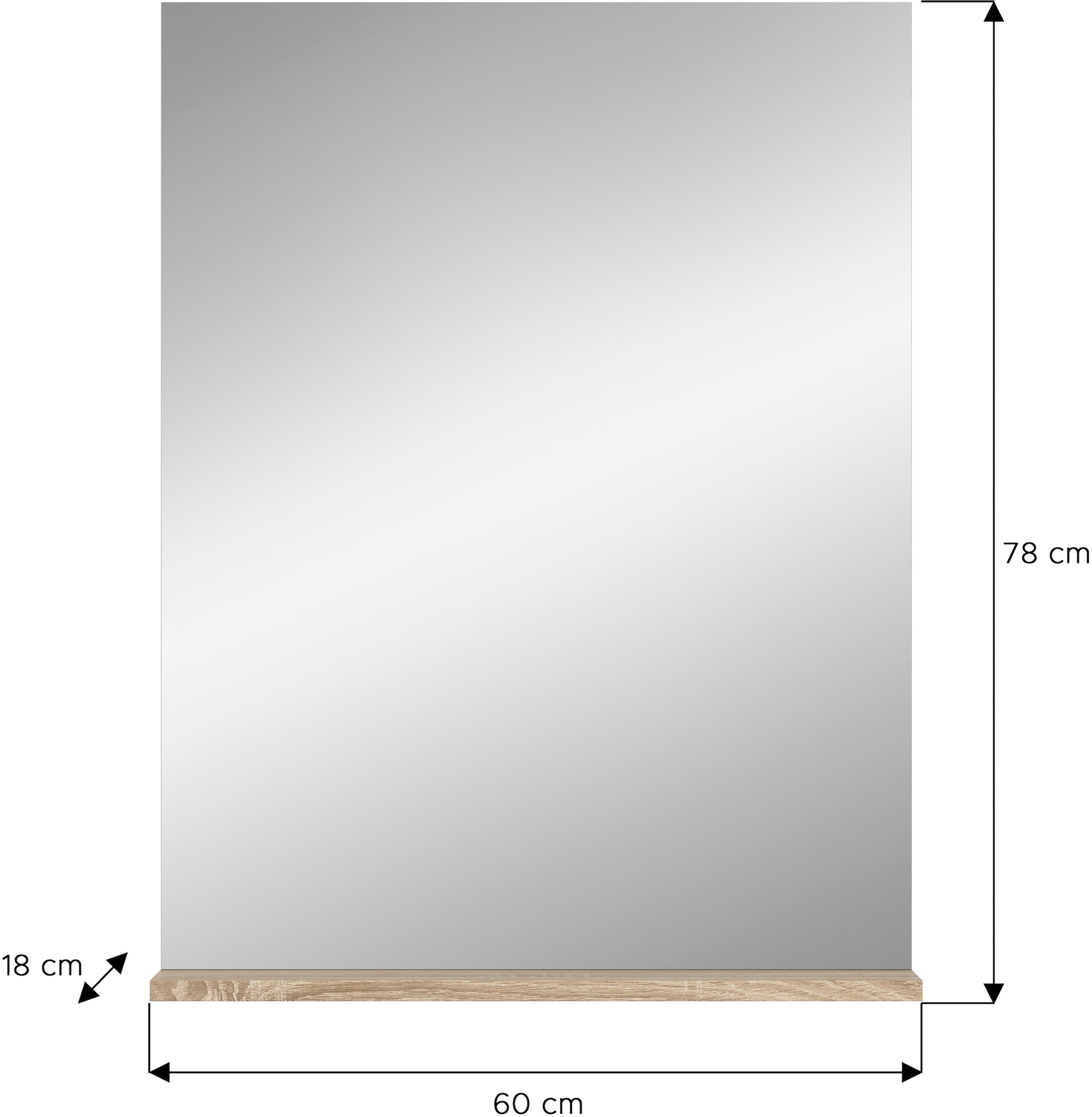 welltime Badspiegel »SIENA, Breite 60cm, 1 Ablageboden, hochwertiges Spiegelglas« in verschiedenen Farben erhältlich, Badmöbel, Spiegel, Badezimmer