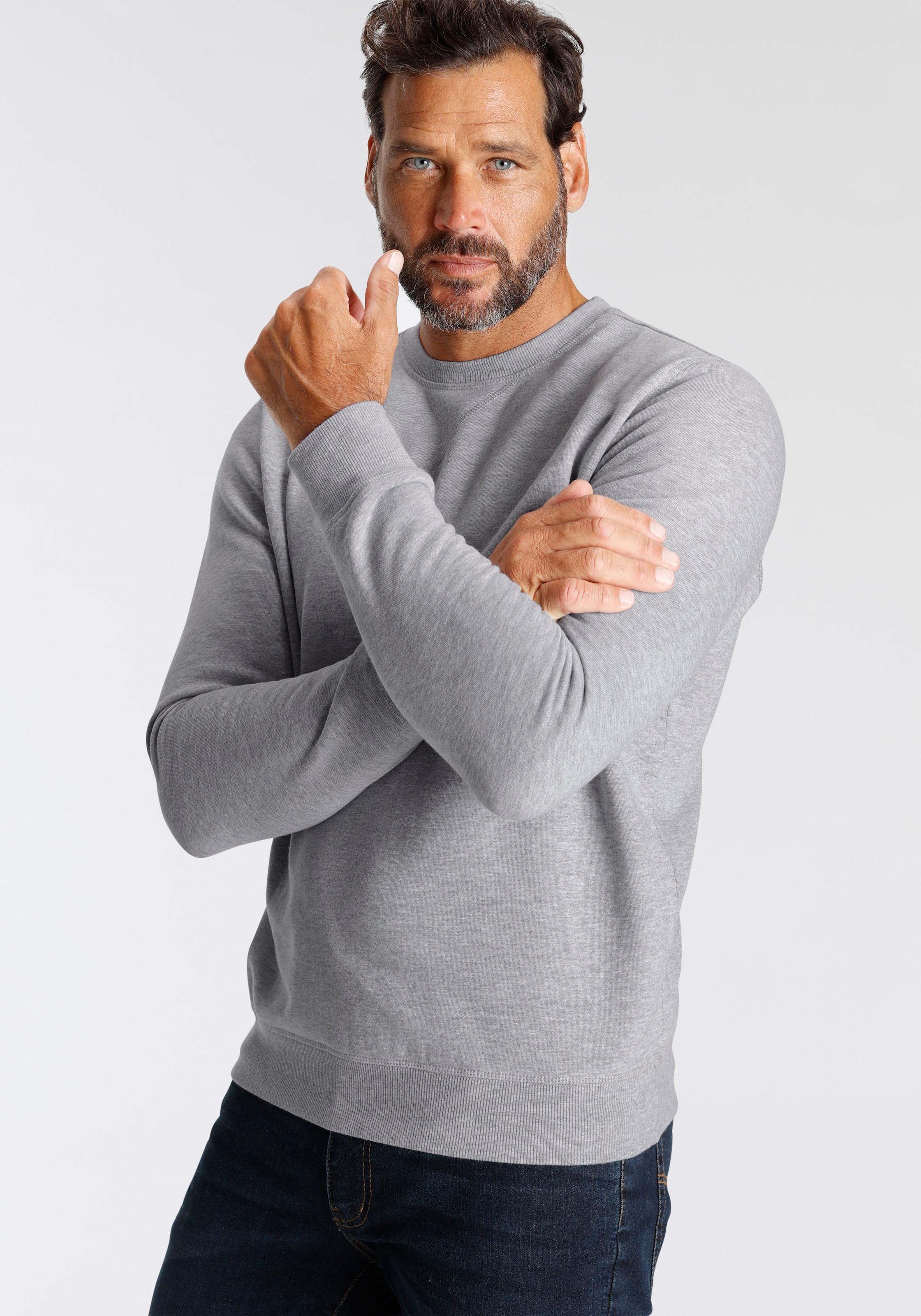 Man's World Sweatshirt, Langarm, Basic-Stil, unifarben, Rundhalsausschnitt