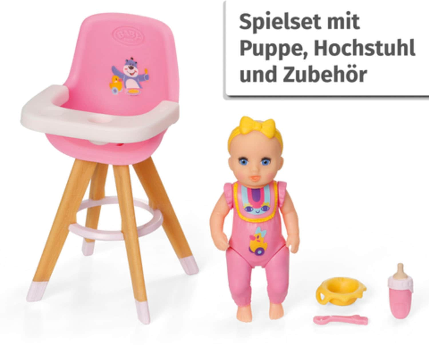 Baby Born Puppenhochstuhl »Baby born® Minis Hochstuhl«, inklusive Baby born® Mini Puppe