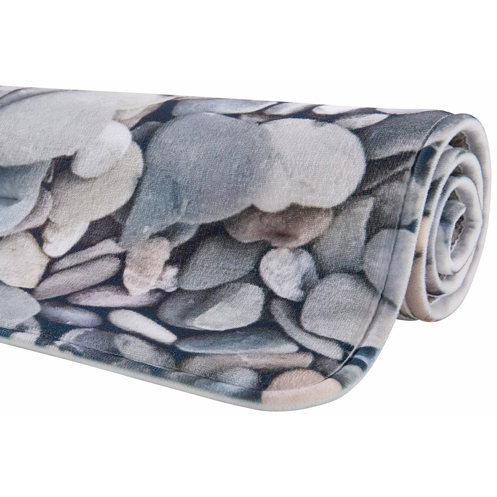 my home Badematte »Steine«, Höhe 14 mm, rutschhemmend beschichtet-Memory Schaum, fussbodenheizungsgeeignet-schnell trocknend-strapazierfähig
