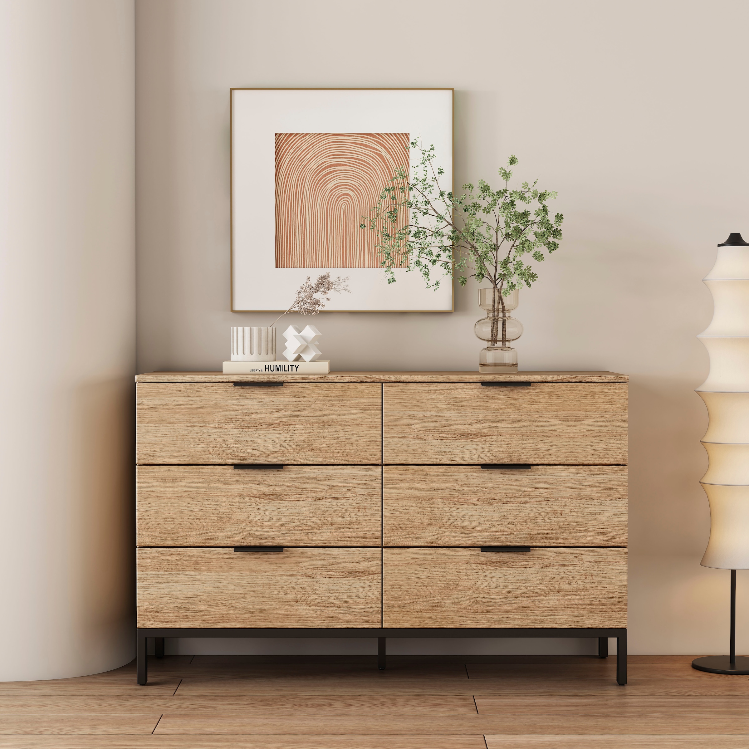 GOODproduct Kommode »Jorinde« Melaminoberfläche, flexibler Stauraum und robustes Metallgestell