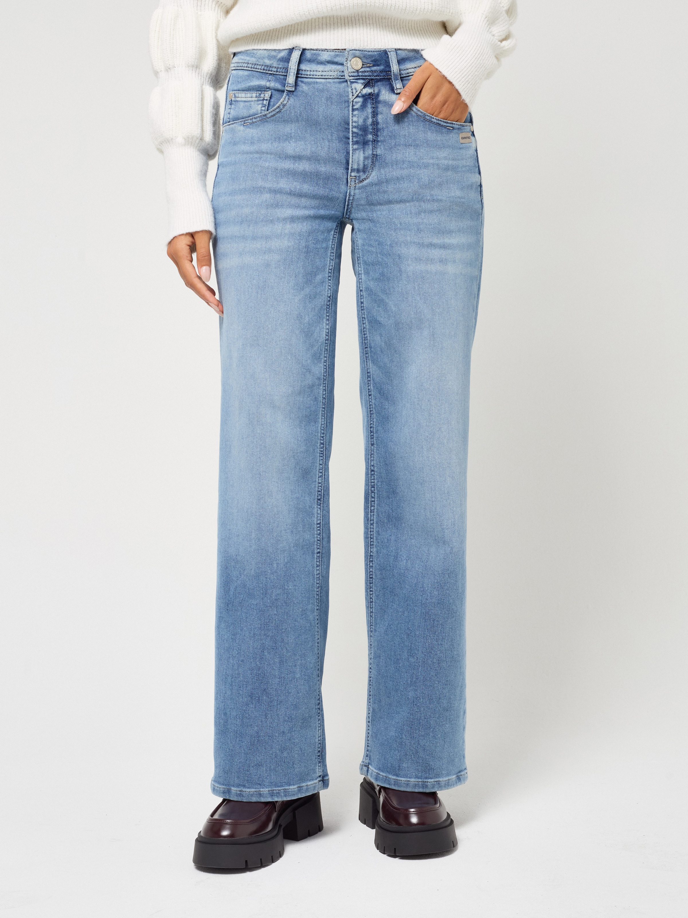 Image of GANG 5-Pocket-Jeans "94AMELIE WIDE" aus Sweat Denim