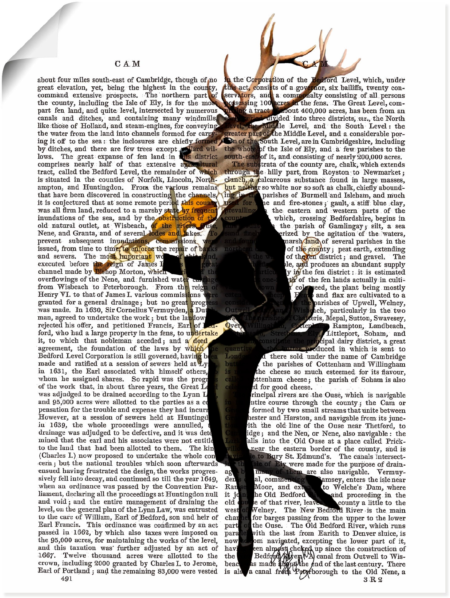Image of Artland Wandbild "Tanzender Hirsch mit Violine" Humor 1 Stk. tlg. als Leinwandbild, Poster in verschied. Grössen