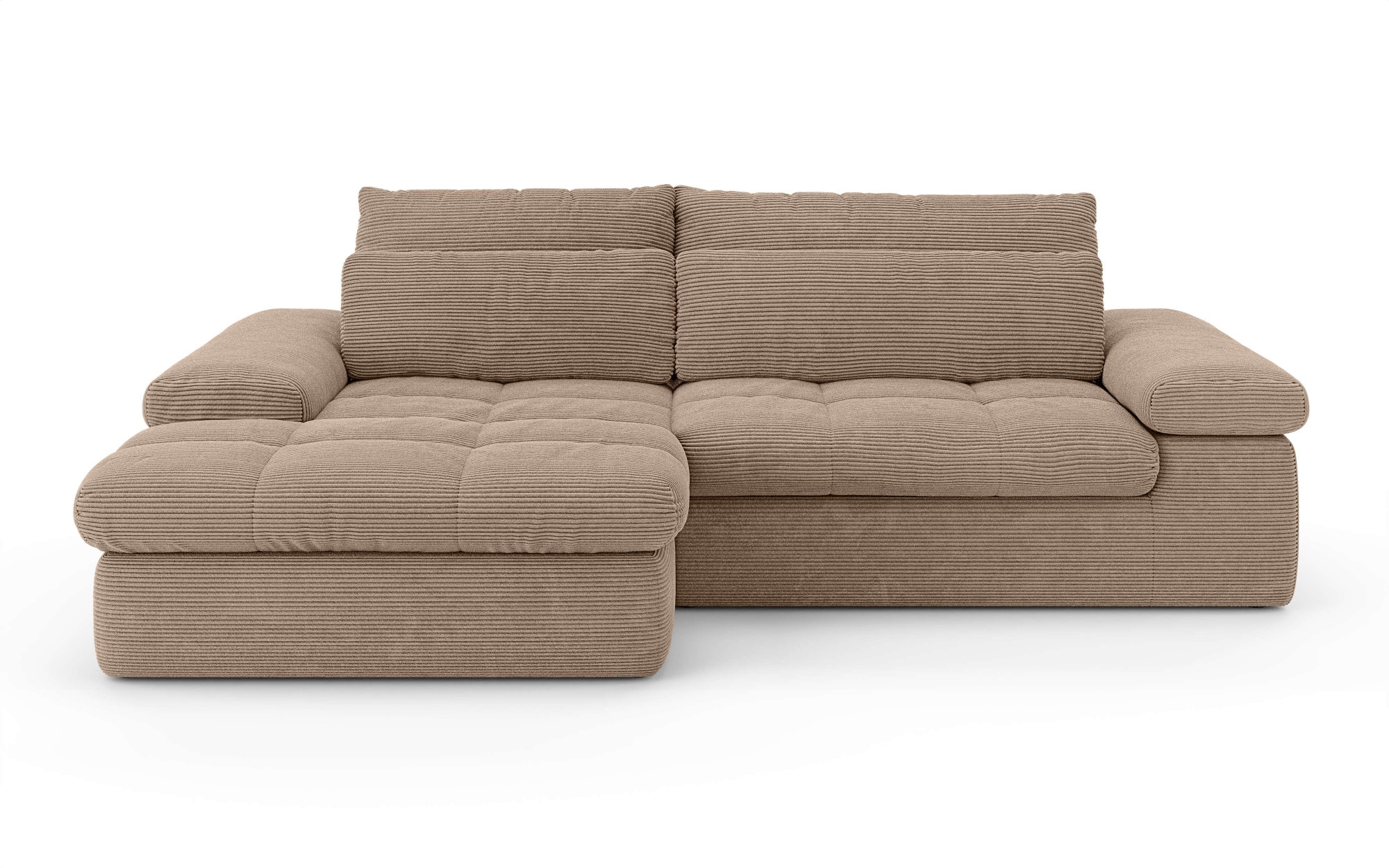 Home affaire Ecksofa »ALVERIE mit Recamiere, moderne Steppung, Masse: B/T/H 274/203/106 cm«, L-Form mit Wellenunterfederung, mit 4 Rückenkissen, pflegeleicht Stoff