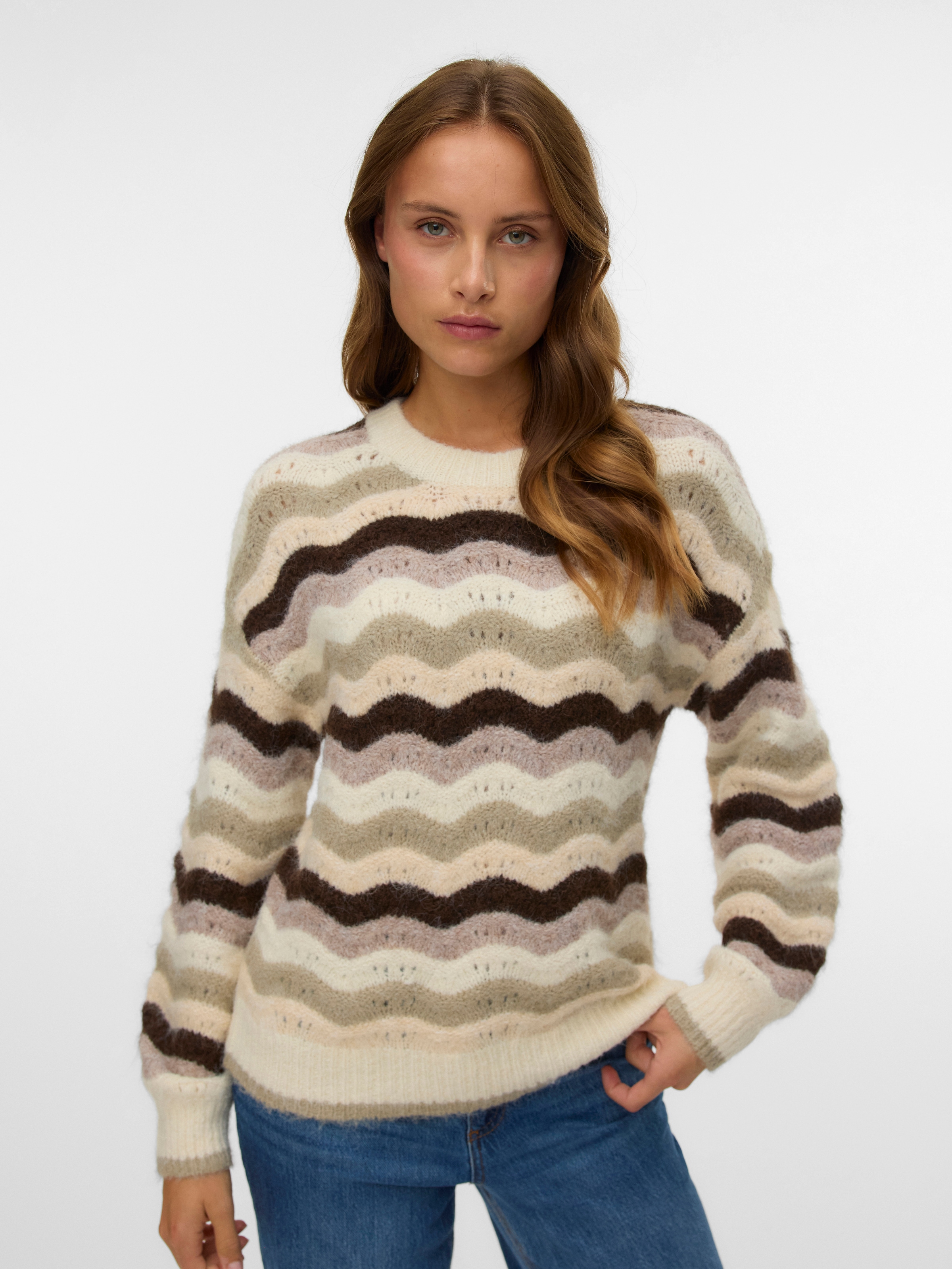 Image of Vero Moda Strickpullover "VMDOJA LS O-NECK PULLOVER BOO"
