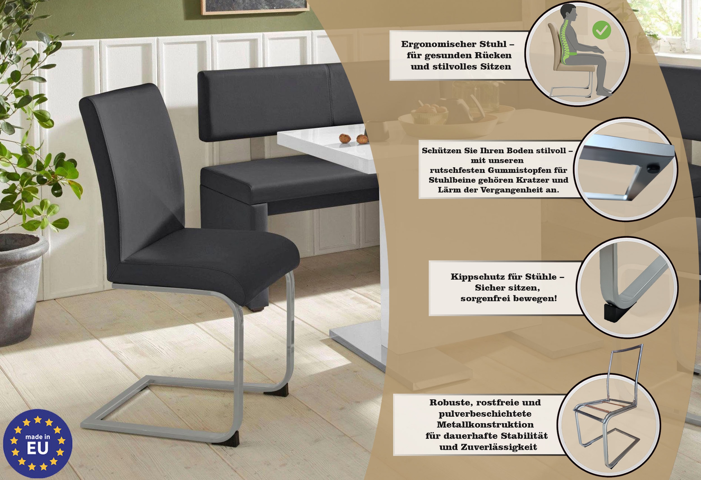 GOODproduct Chaise cantilever »Charissa« (Set) 2 cuisBezug in verschiedenen Qualitäten, maximale Belastbarkeit 120 kg