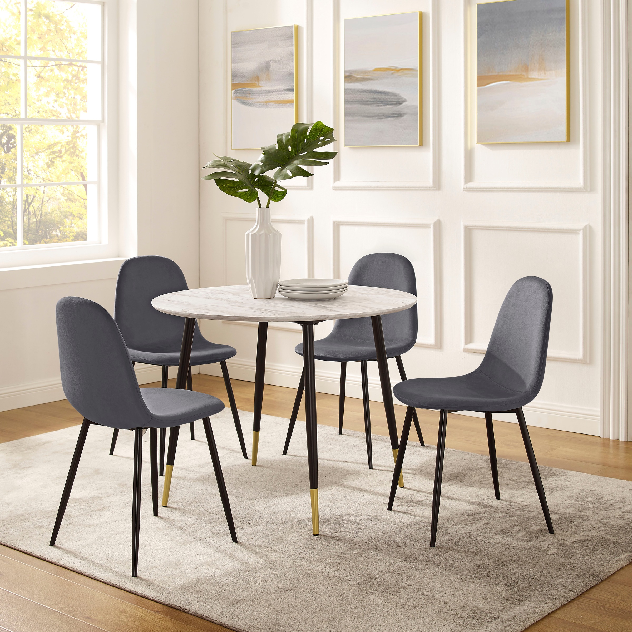 Image of GOODproduct Essgruppe "Eadwine, Sitzgruppe Esstisch plus 4 Esszimmerstühle" Set, 1 Esstisch plus 4 Esszimmerstühle