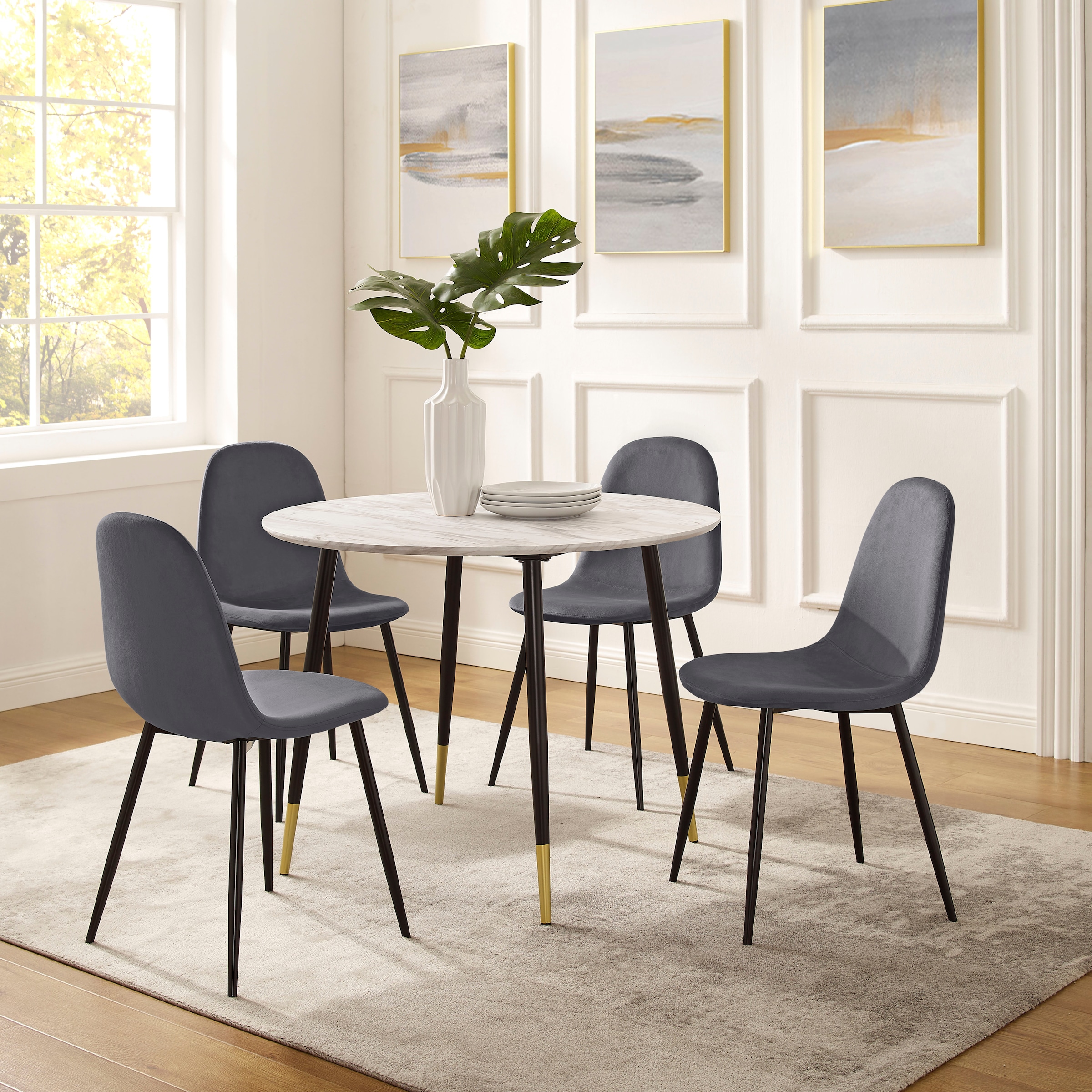 Image of GOODproduct Essgruppe "Eadwine, Sitzgruppe Esstisch plus 4 Esszimmerstühle" Set, Esstisch plus 4 Esszimmerstühle