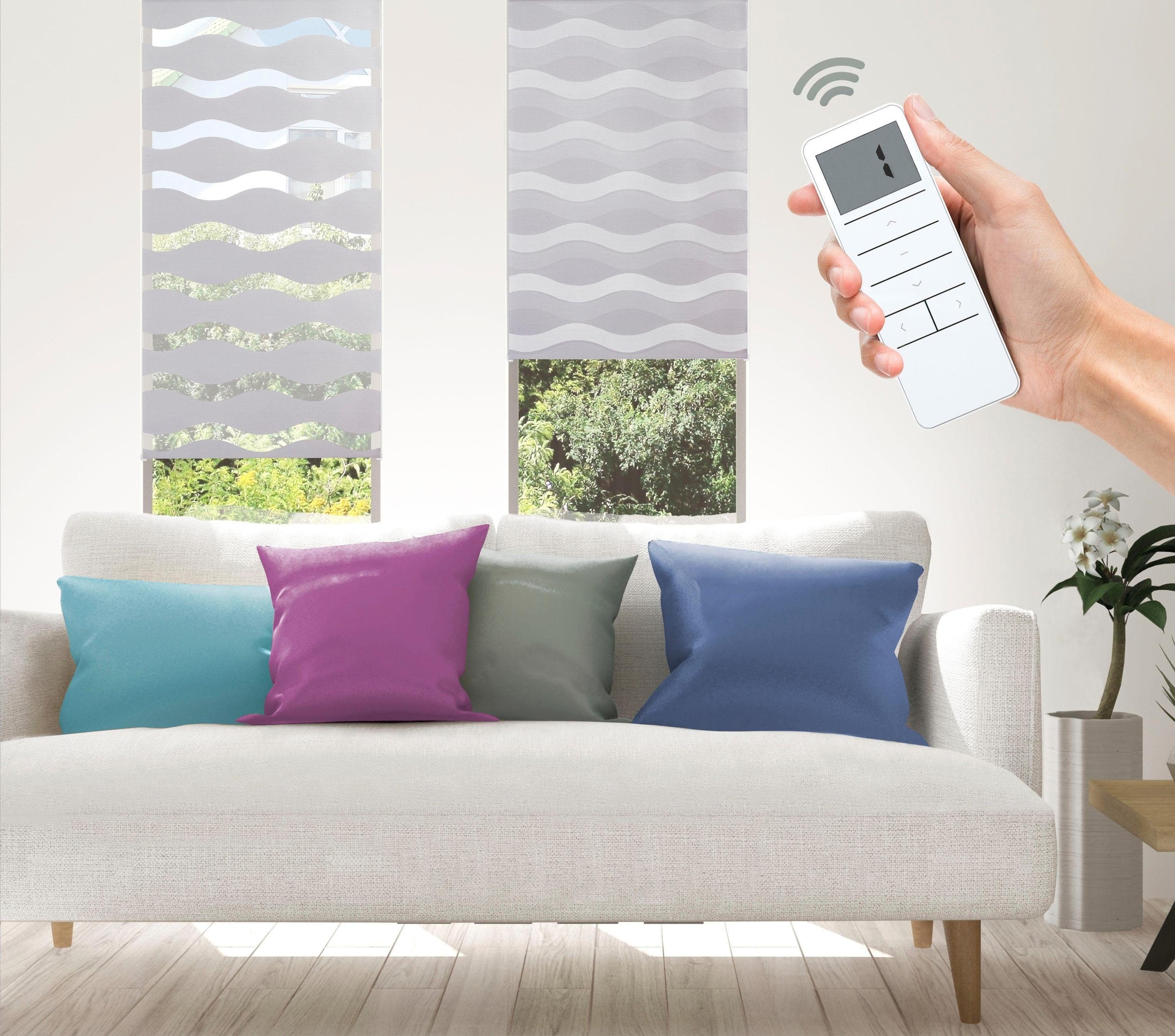 Image of Good Life Elektrisches Rollo "Wave - SMART HOME" Lichtschutz ohne Bohren mit Fernbedienung