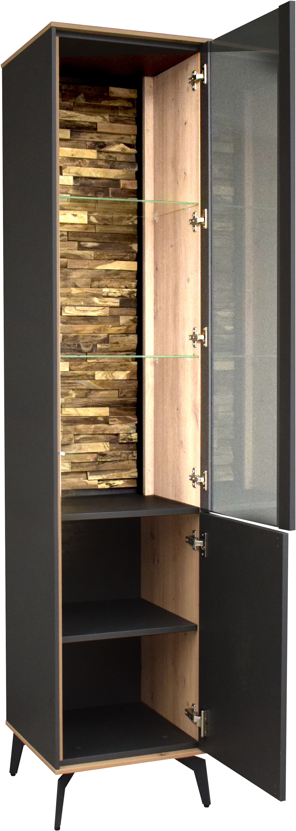 Mäusbacher Standvitrine »Faro« Faro Standvitrine B 43 cm, inkl. Beleuchtung, Push to open, Metallfüsse