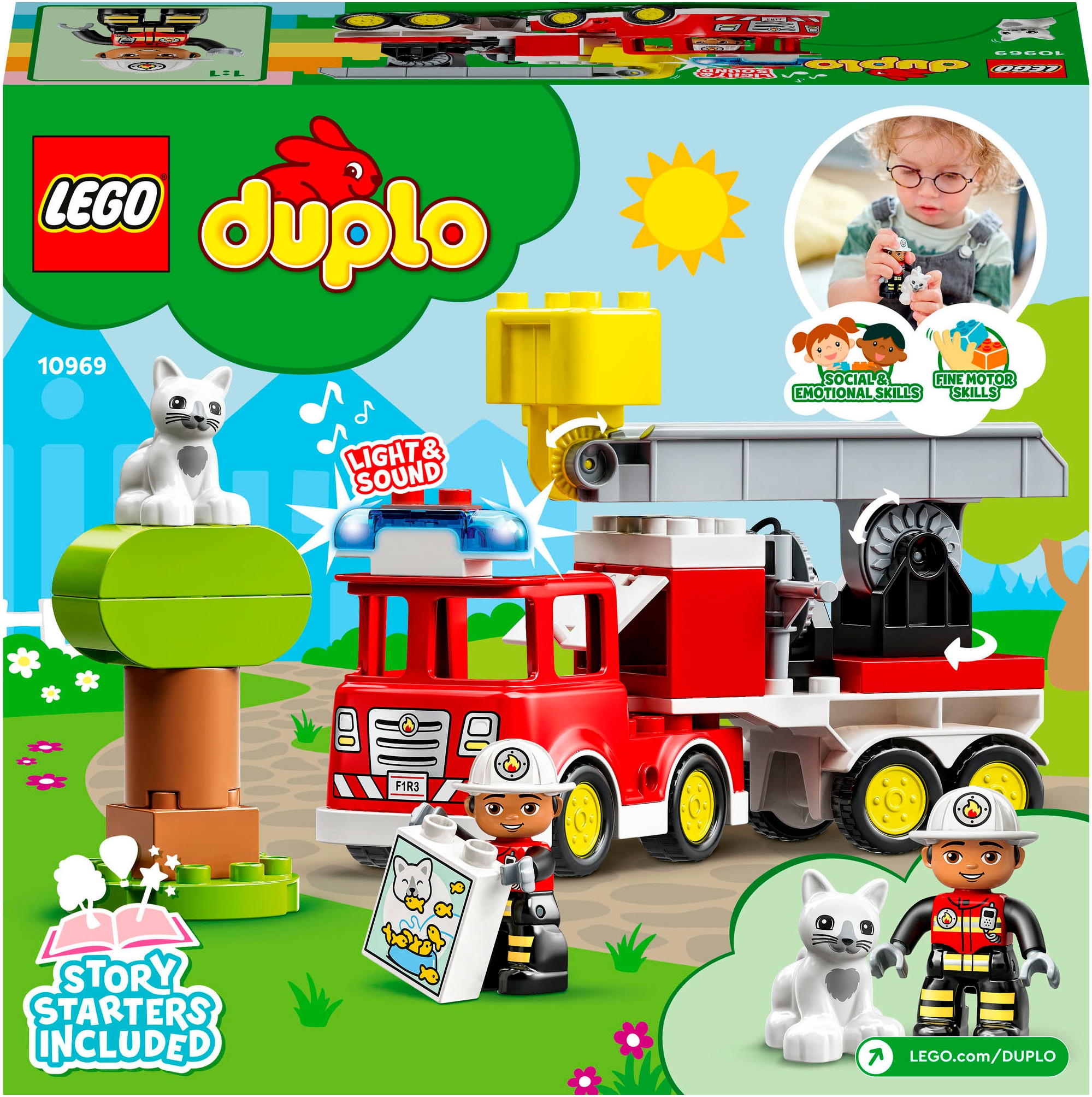 LEGO® Konstruktionsspielsteine »Feuerwehrauto (10969), LEGO® DUPLO«, (21 St.), mit Sirene und Licht; Made in Europe