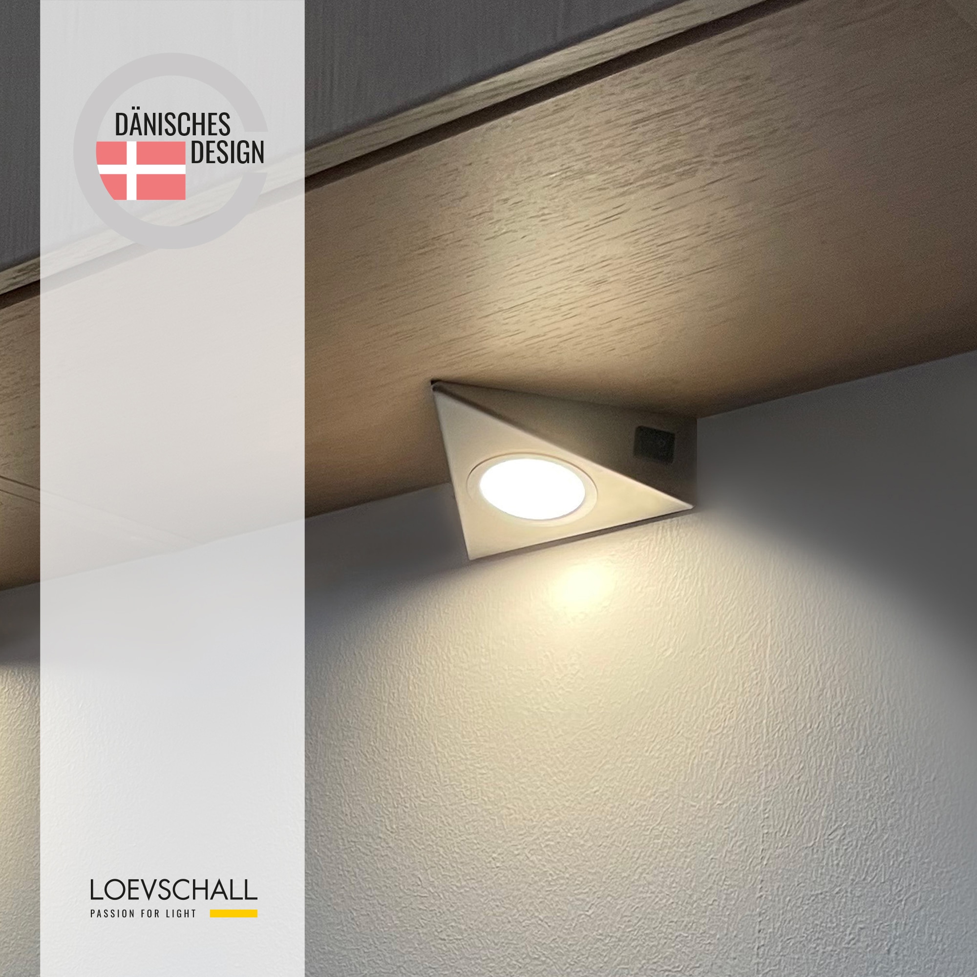 Loevschall LED Unterbauleuchte »Emerald 3-kit, LED Unterbauleuchte, Deckenleuchte für die Küche«, Einbauleuchten Weiss 2W, Dreieckig LED Lampe, Modern Küchenbeleuchtung