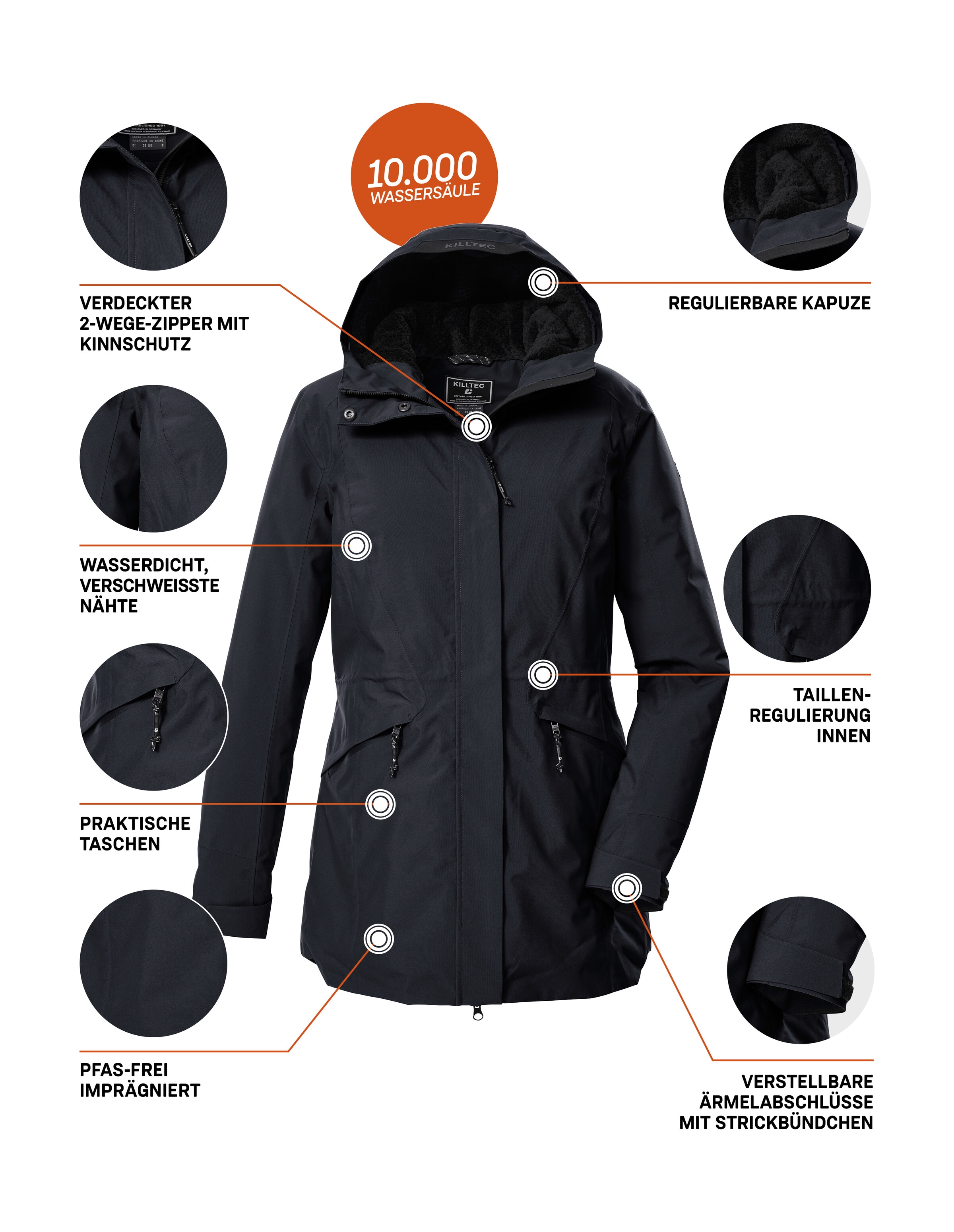 Killtec Parka »KOW 19 WMN PRK« Parka femme imperméable et respirante avec capuche réglable