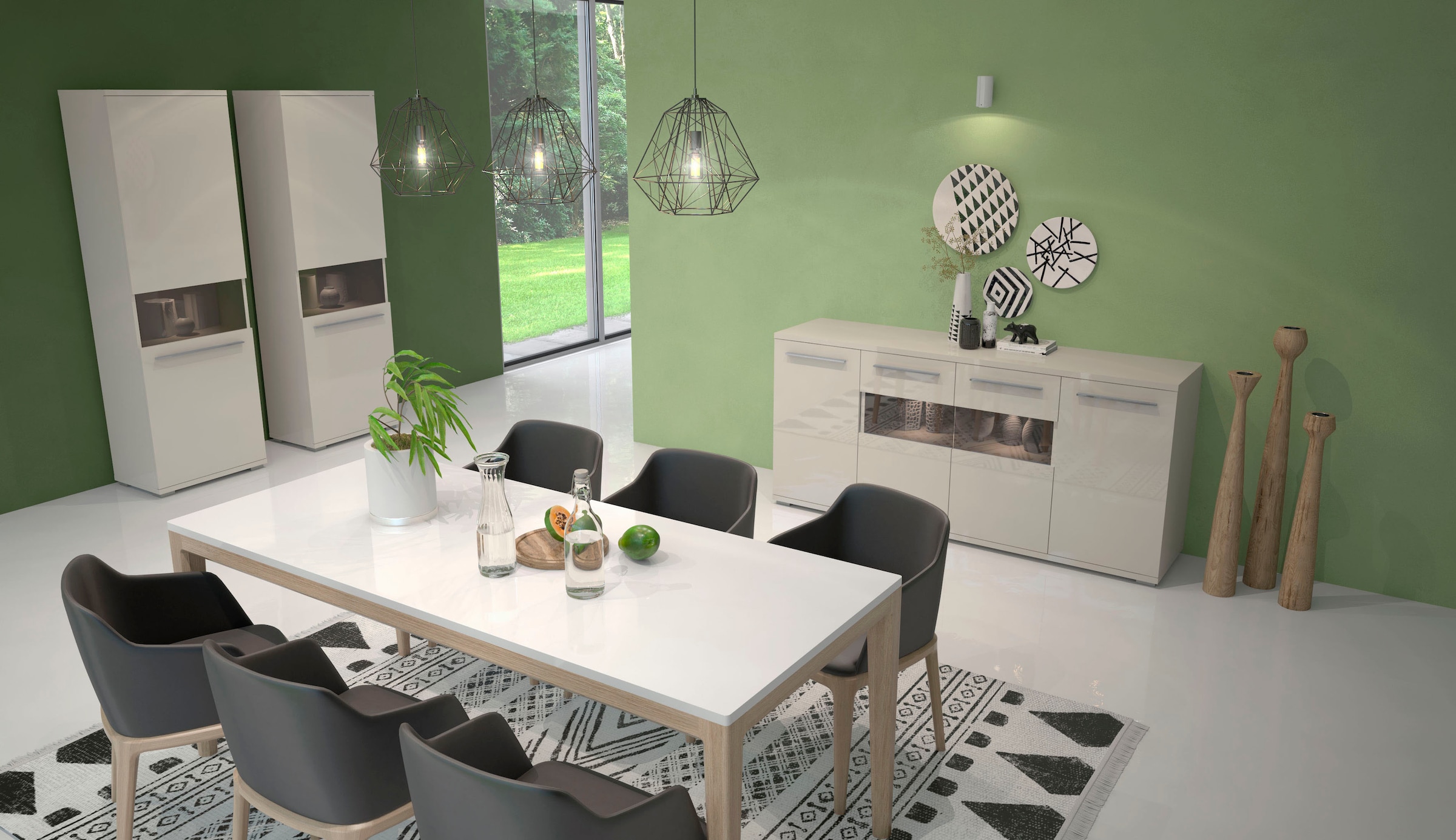 Places of Style Vitrine »Piano«, (H/B/T): 193/60/40,2cm), UV lackiert, Soft-Close Funktion