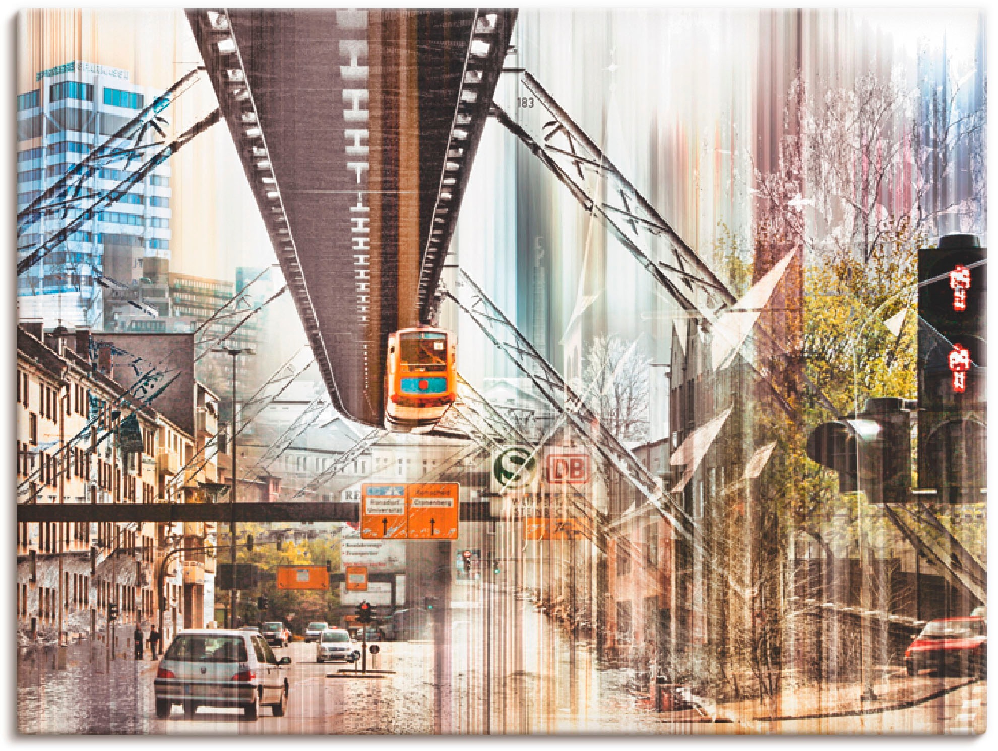 Image of Artland Leinwandbild "Wuppertal NRW Ruhrgebiet Collage" Deutschland 1 Stk. tlg. auf Holzrahmen gespannt