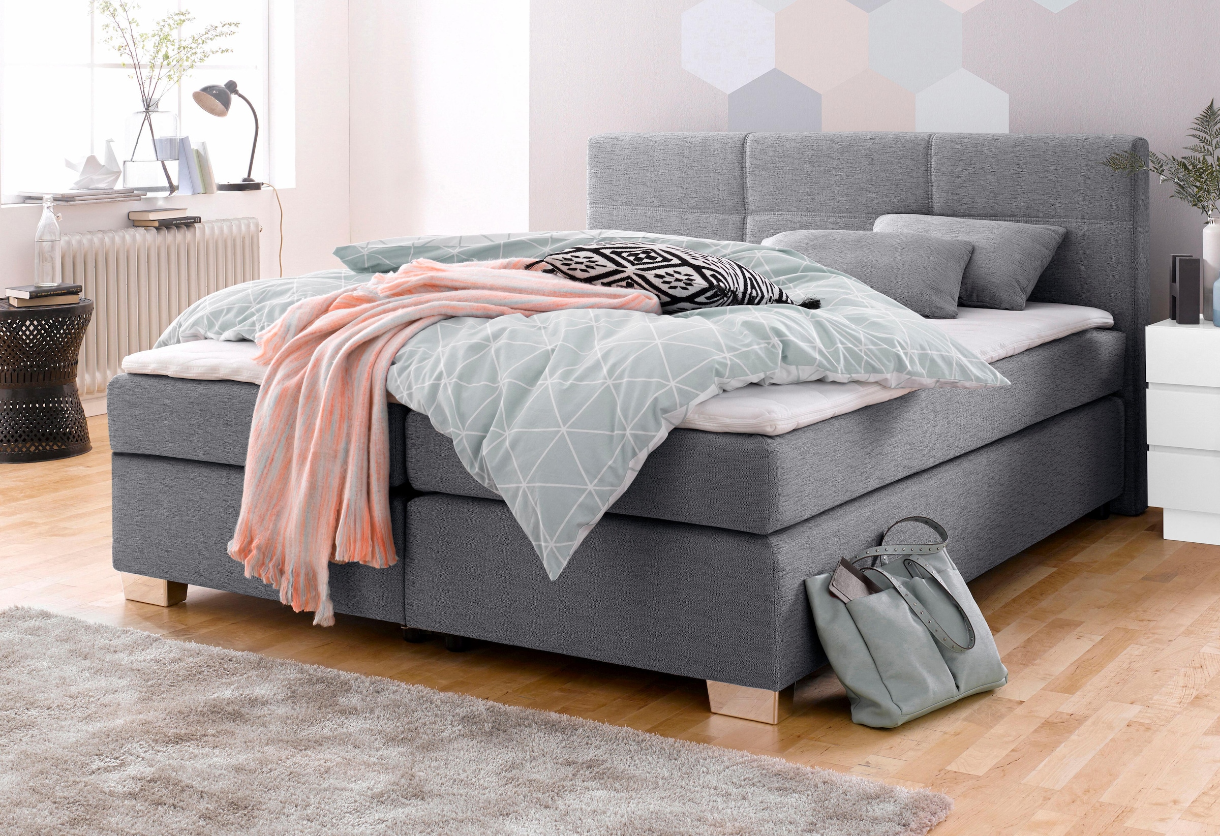 Jockenhöfer Gruppe Boxspringbett "Evita" inkl. Topper und Kissen, erhältlich in 140 & 180cm Breite