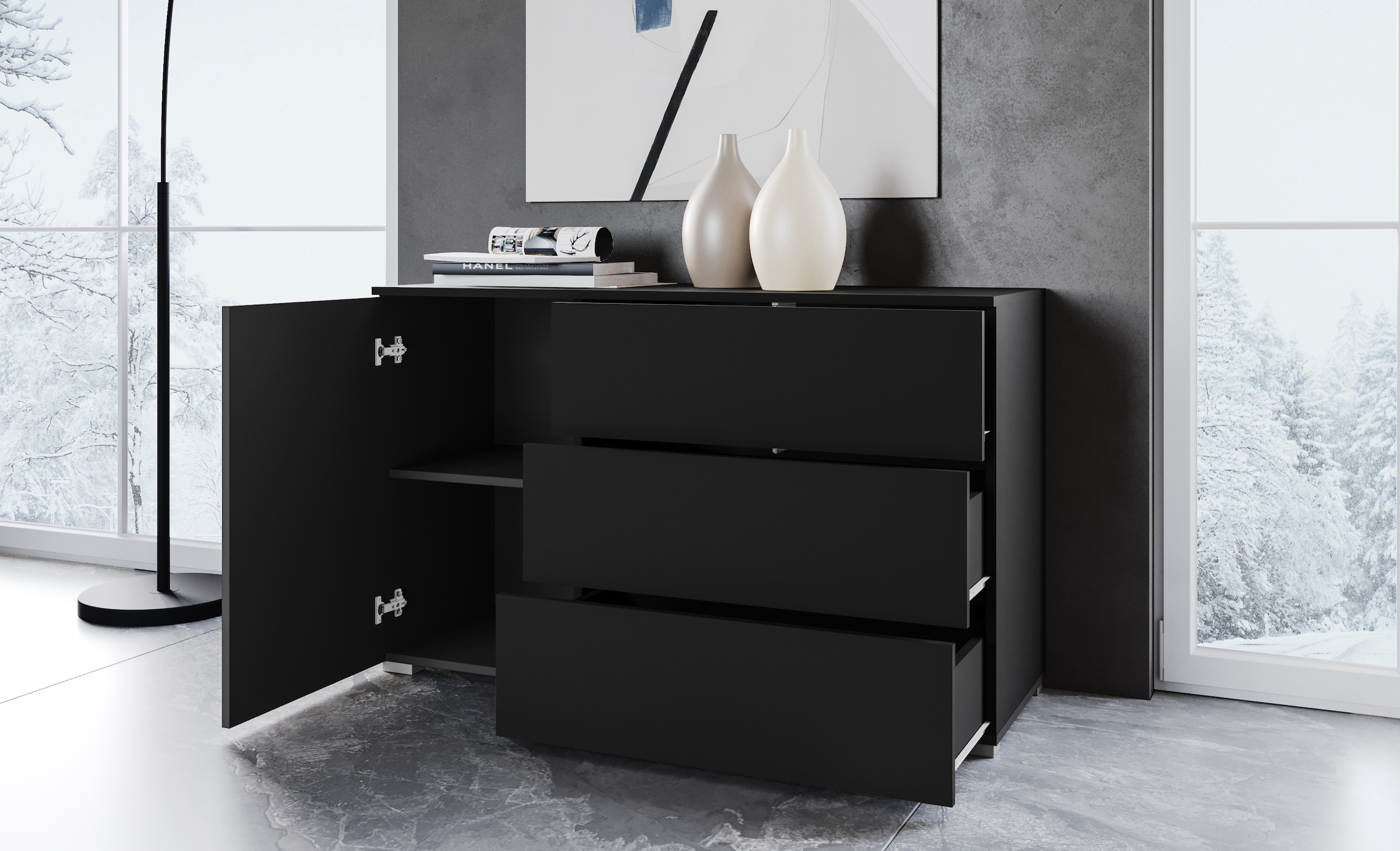 GOODproduct Sideboard »PARIS« 1 Stk. tlg. Moderne 110cm breite grifflose Kommode, vielseitig einsetzbar