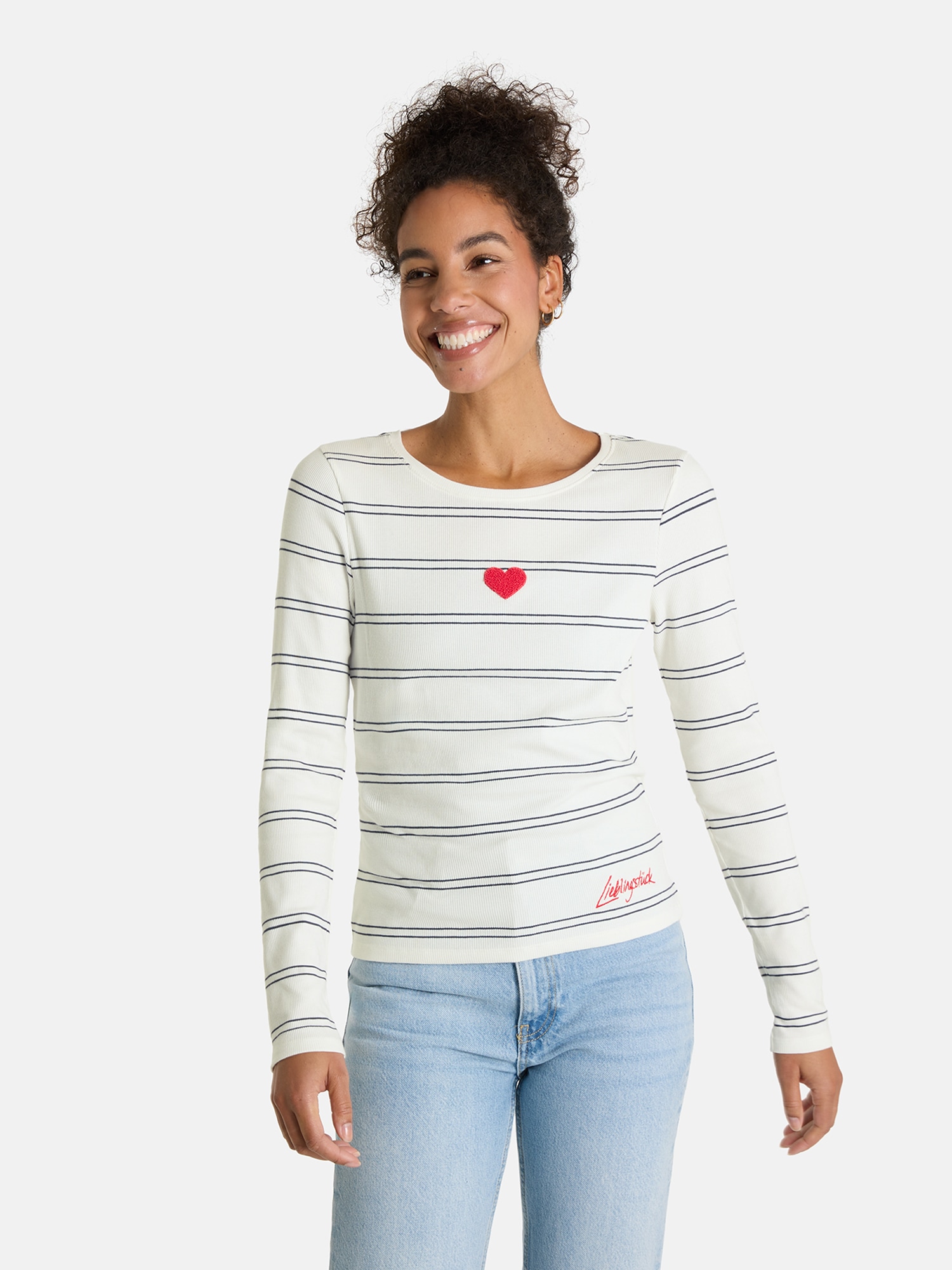 Lieblingsstück T-shirt à manches longues »SinaL« mit Herzmotiv und Streifen