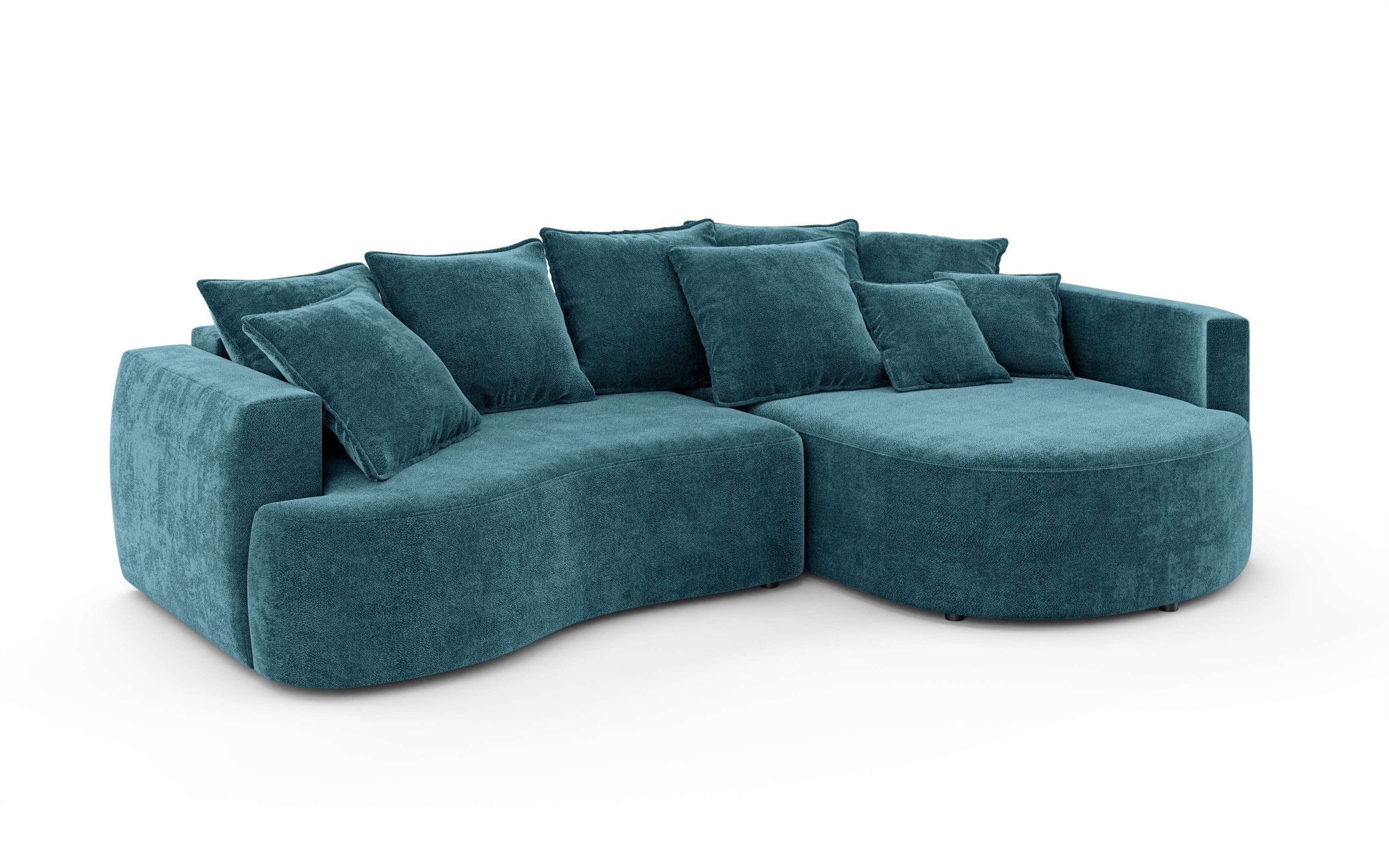INOSIGN Ecksofa »Kahekili, Schlafsofa mit Bettkasten, Masse B/T/H: 255/181/90/ cm«, L-Form mit Wellenunterfederung, 7 Rückenkissen und 2 Zierkissen