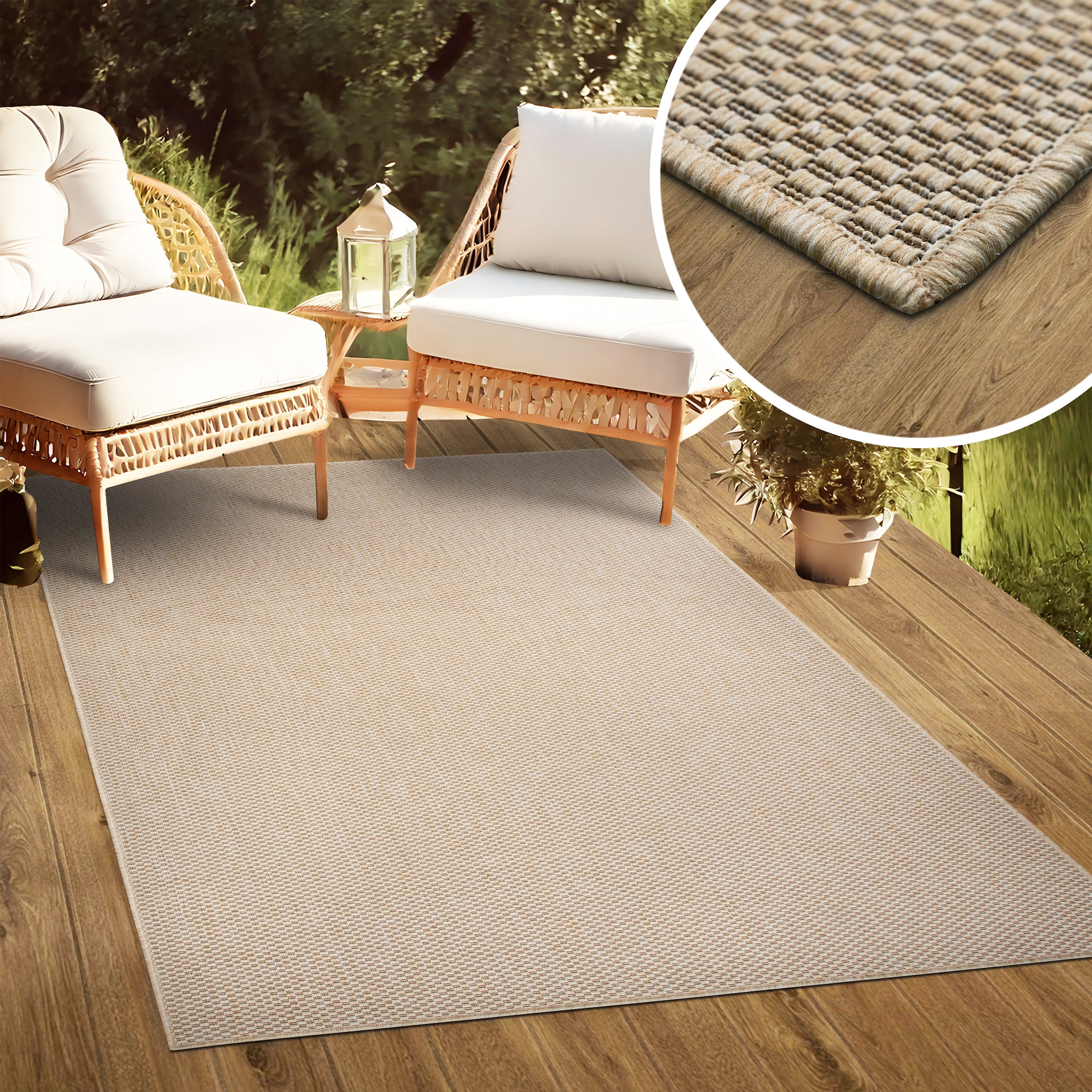 my home Teppich »Venedig auch als Läufer erhältlich« rechteckig 4 mm Höhe In- und Outdoor geeignet, Sisal-Optik, Wetterfest & UV-beständig