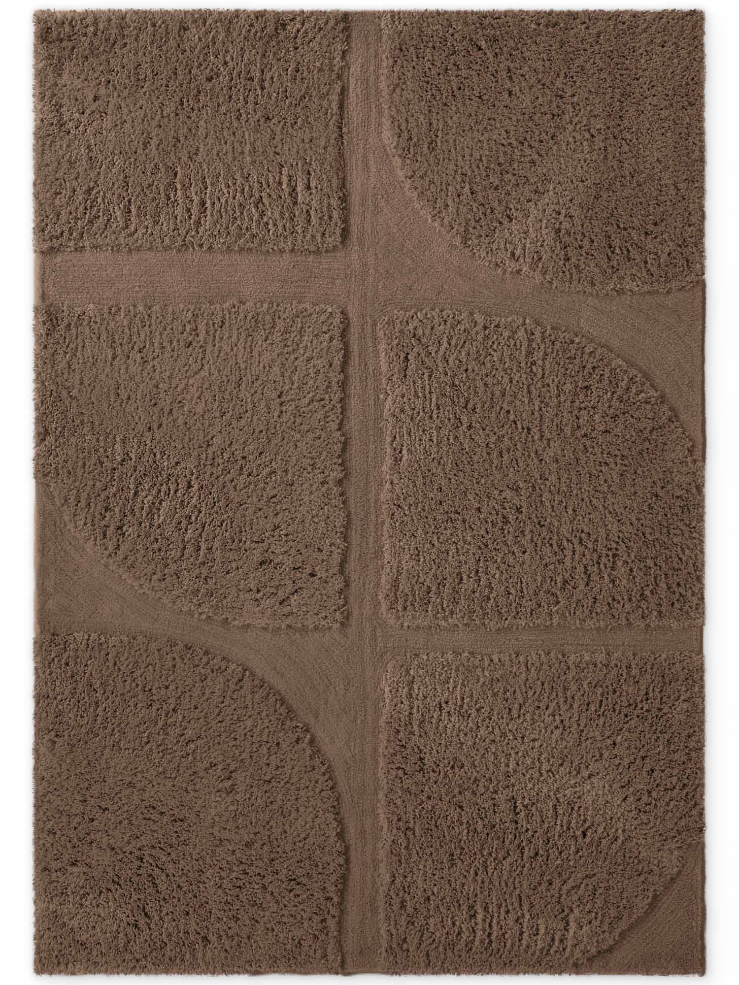 Ted Baker Lambeth High Pile Rug Jasper Geometric Living Room Rug in Brown | Size: 160cm x 230cm