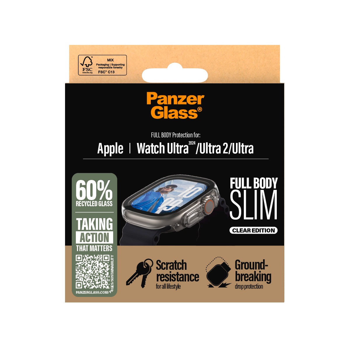 CARE by PanzerGlass Displayschutzglas »Full Body Protection«, für Apple Watch Ultra-Apple Watch Ultra 2, Displayschutzfolie, Schutzfolie, Bildschirmschutz, kratz- & stossfest