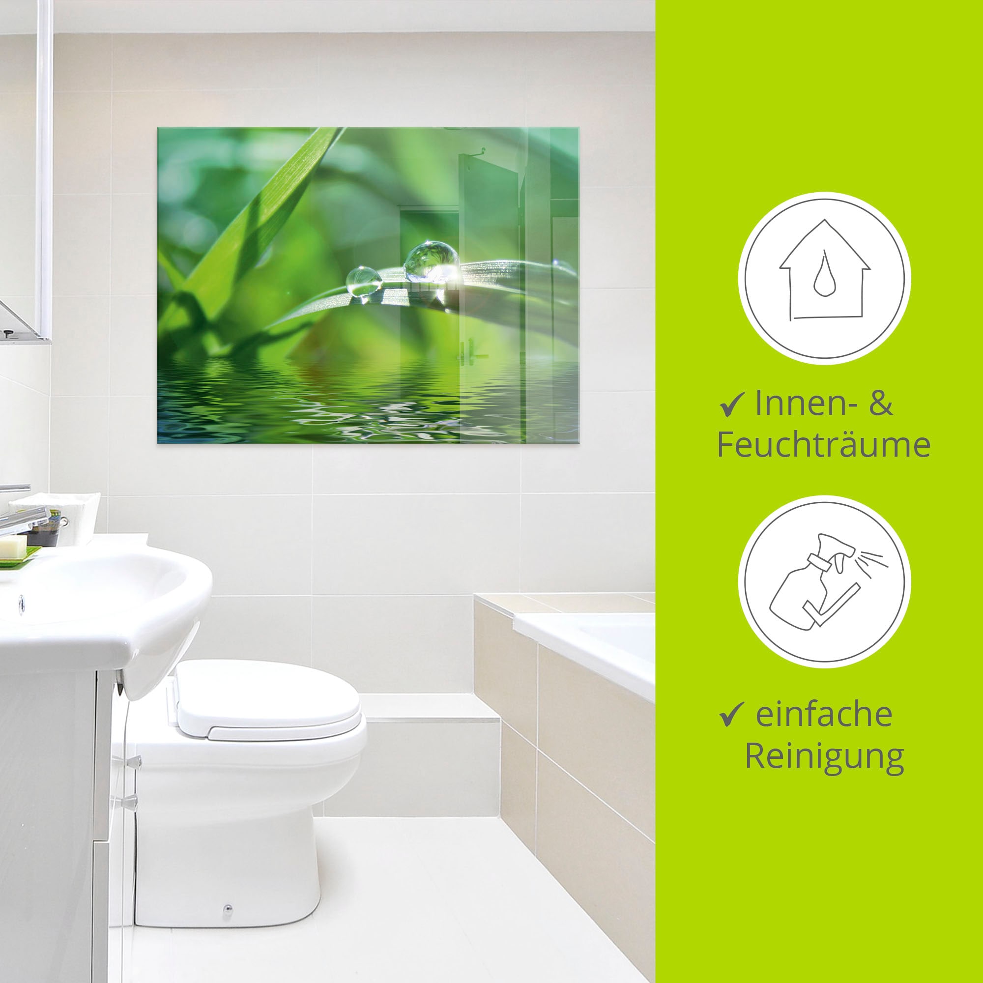 Artland Glasbild »Grüner Hintergrund mit Gras« Gräser 1 Stk. tlg. in verschiedenen Grössen