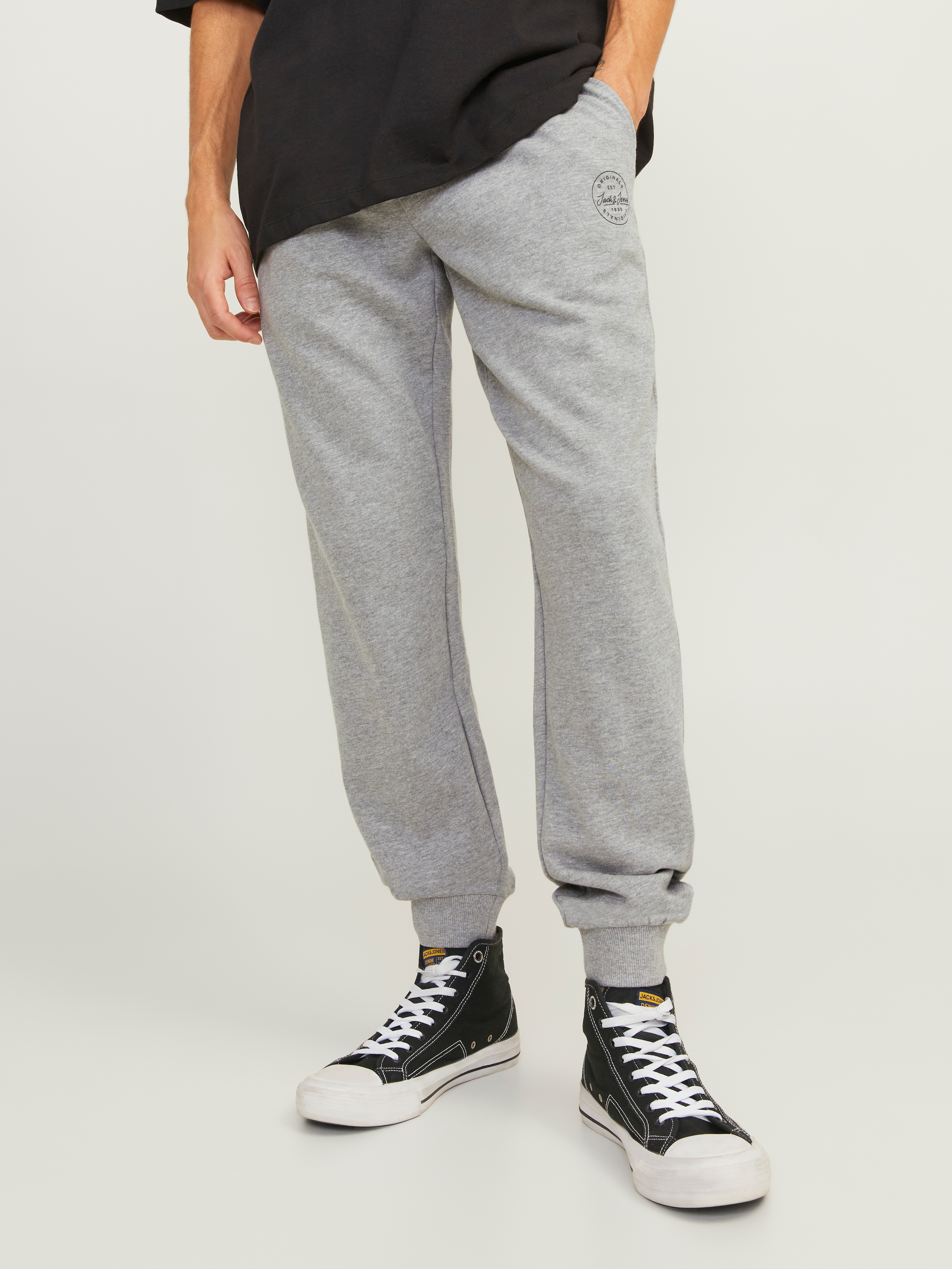 Image of Jack & Jones Sweathose "JPSTGORDON Jogpants mit Kordelzug und bequemem Schnitt" unifarben, modisch, bequem, Baumwolle