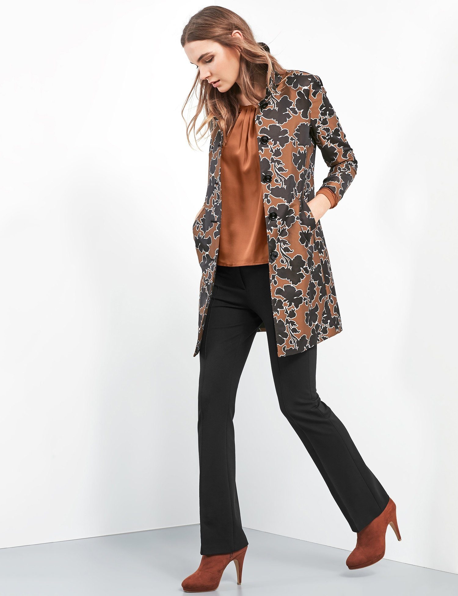 Blazer Langarm gefüttert »Gehrock mit floralem Jacquard«