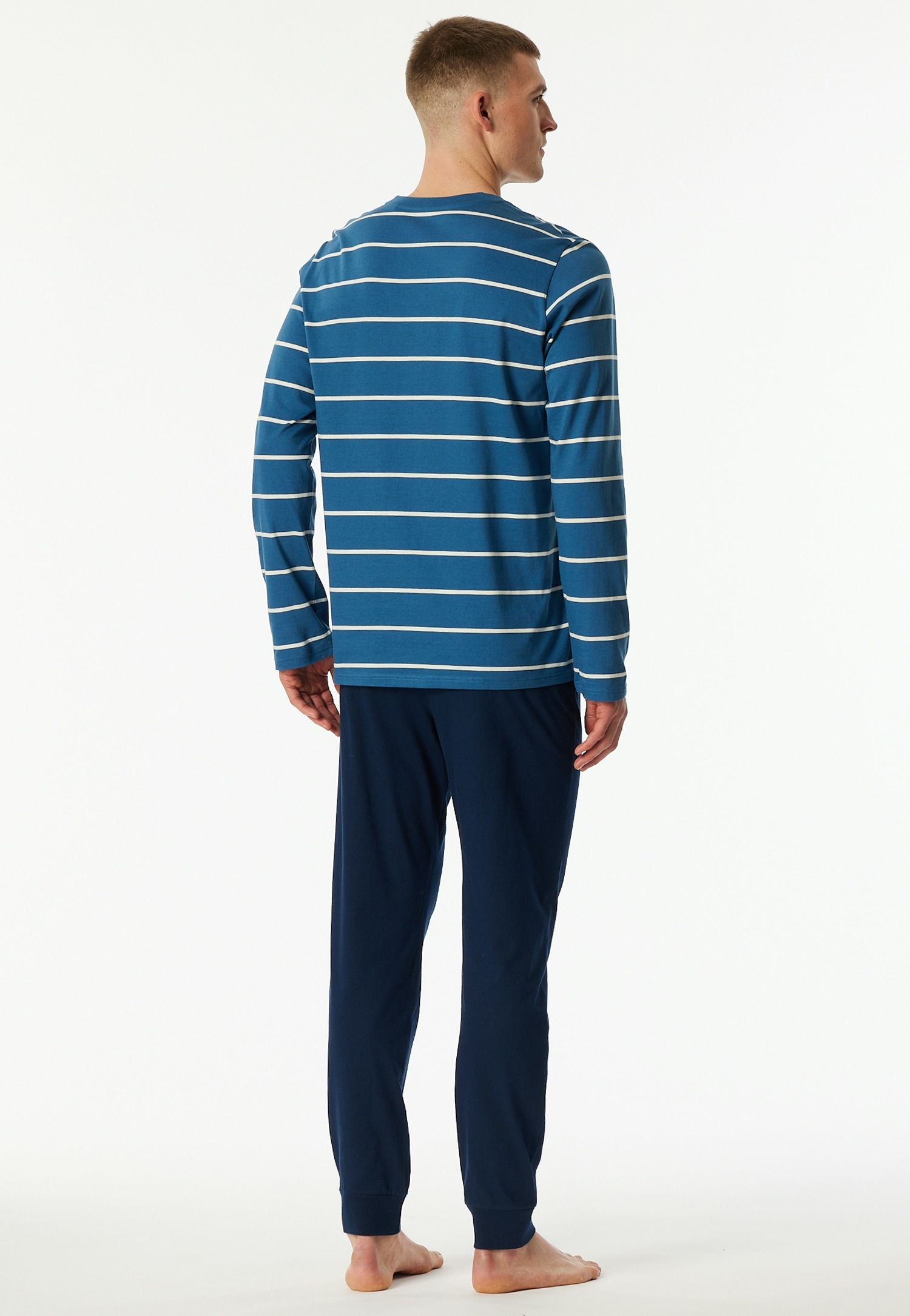 Schiesser Schlafanzug »Casual Nightwear« 2 Stk. tlg., Knopfleiste, Bindeband, Langarm, Baumwolle, Single Jersey