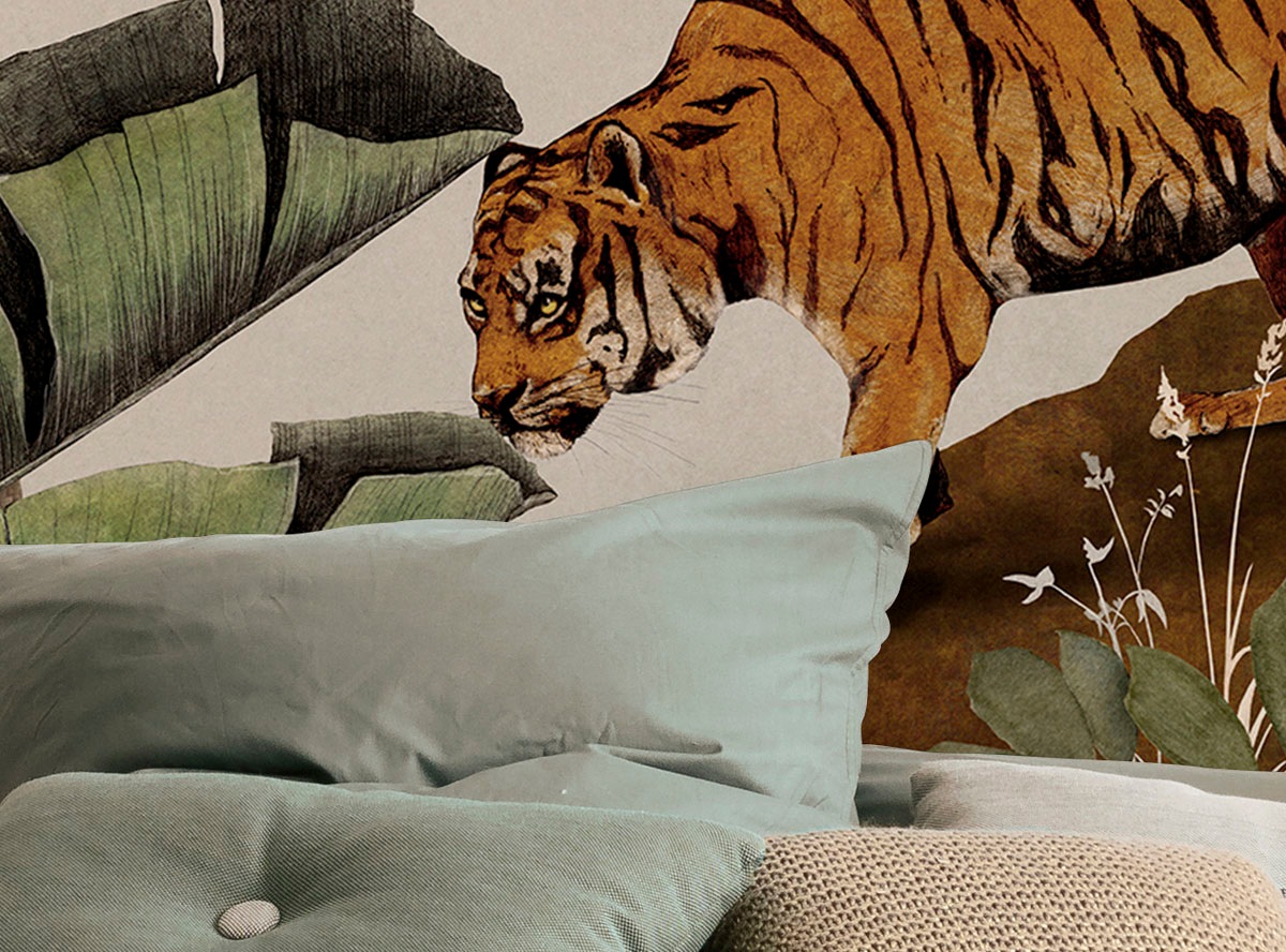 Komar Fototapete »Digitaldruck Vlies - Tiger Jungle - Grösse 400 x 250 cm«, bedruckt, Wohnzimmer, Schlafzimmer