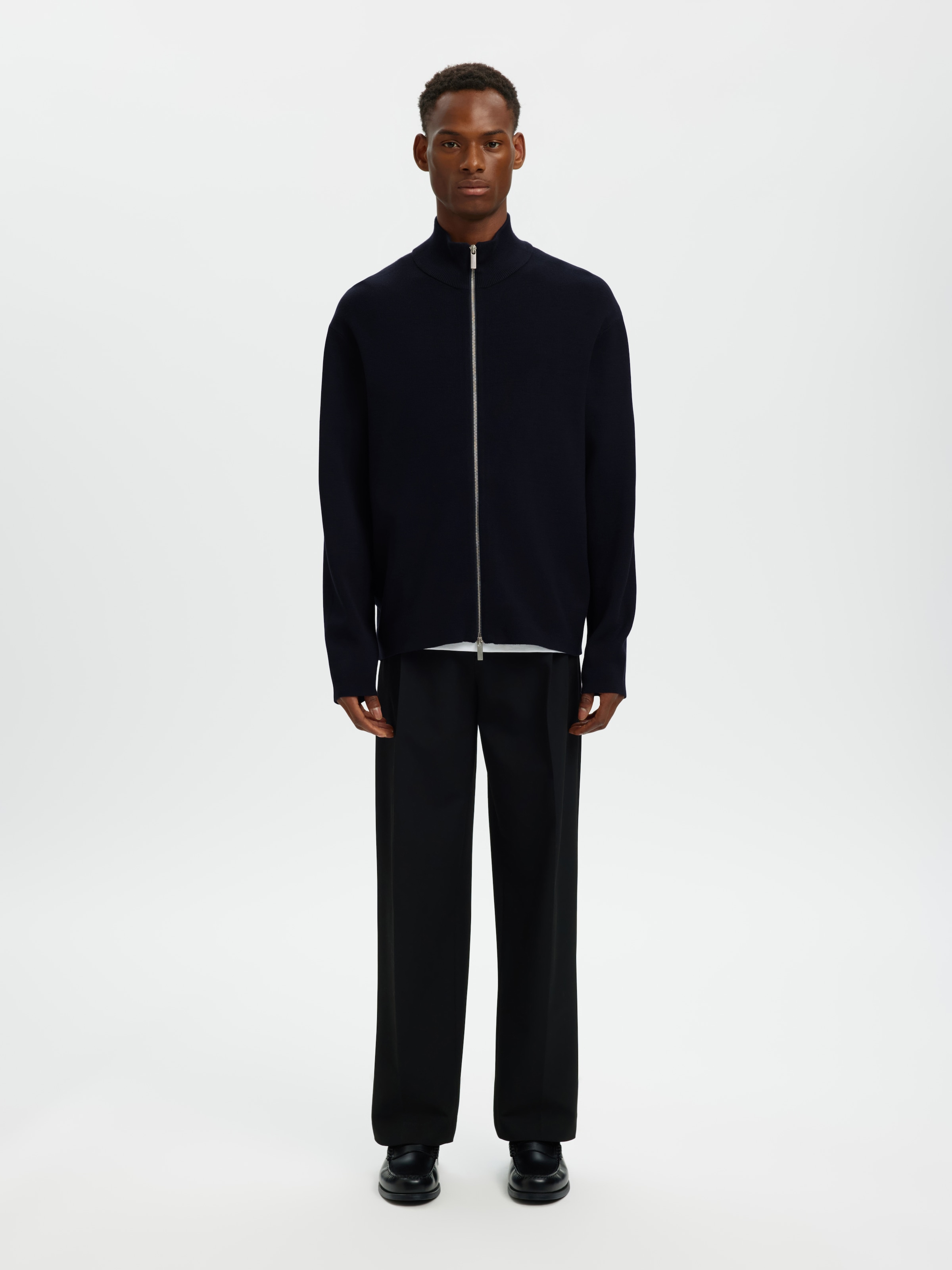 SELECTED Veste en tricot »SLMTELLER FN ZIP CARDIGAN NOOS« mélange viscose, coupe régulière