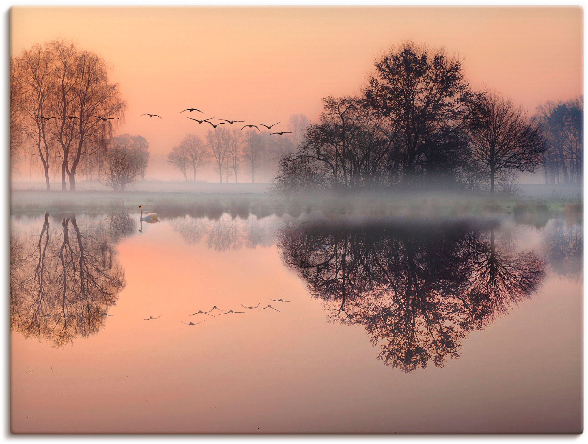 Image of Artland Leinwandbild "Früh morgens am See...." Gewässer 1 Stk. tlg. auf Holzrahmen gespannt