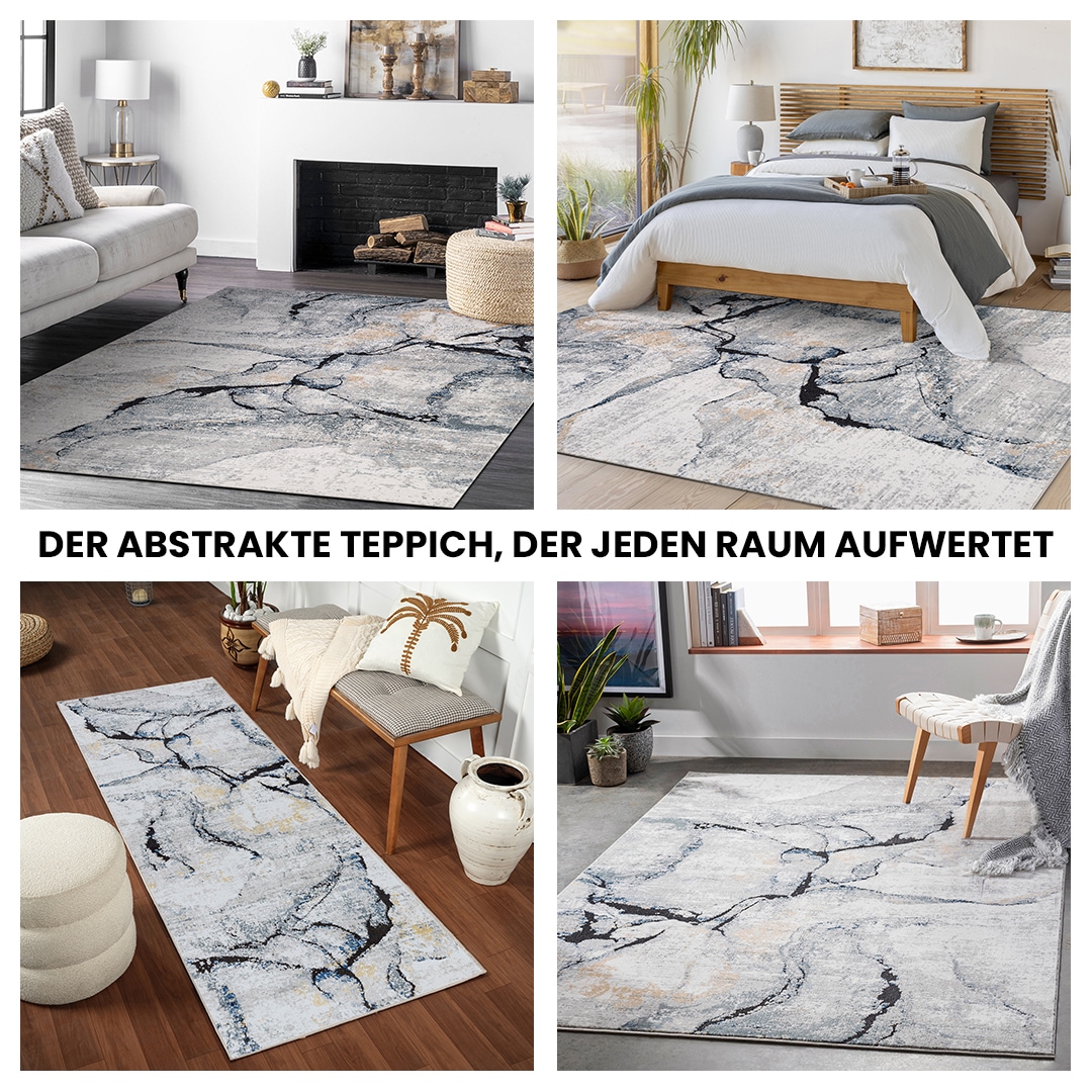 Livabliss Teppich »BERLIN«, rechteckig, 10 mm Höhe, Moderner Designerteppich in Marmor Optik, Kurzflor Wohnzimmerteppich