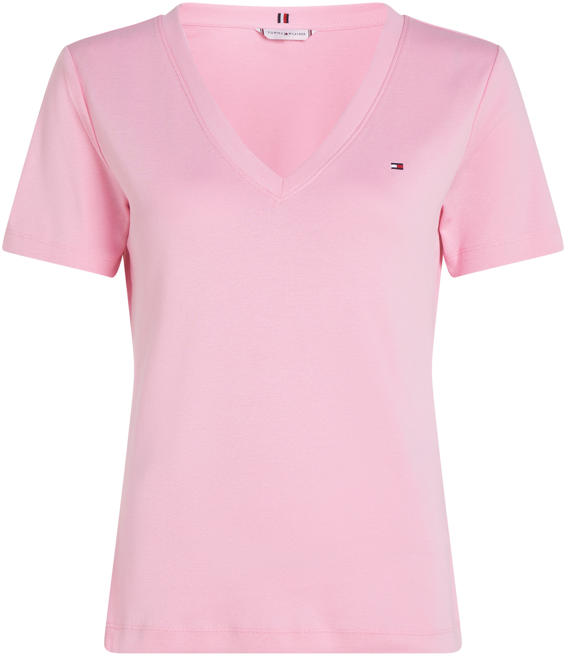 Tommy Hilfiger T-Shirt »SLIM CODY V-NK SS mit V-Ausschnitt und Streifen«, gestreift, casual, slim fit, Baumwolle, V-Ausschnitt
