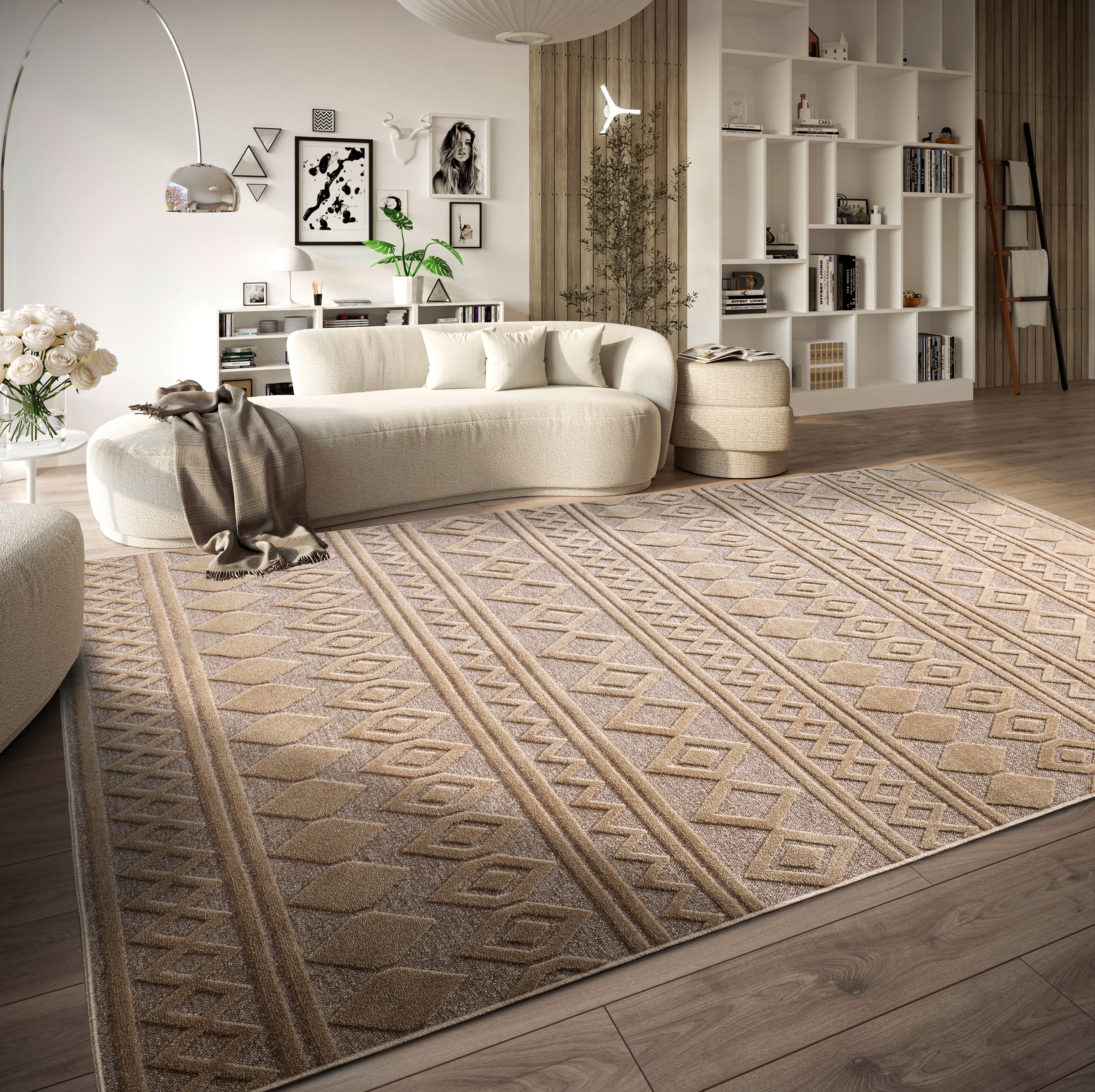 Villeroy & Boch Teppich »Catherine«, rechteckig, 5,5 mm Höhe, Wohnzimmer, Schlafzimmer, Modern, Hoch-Tief Effekt, Flur