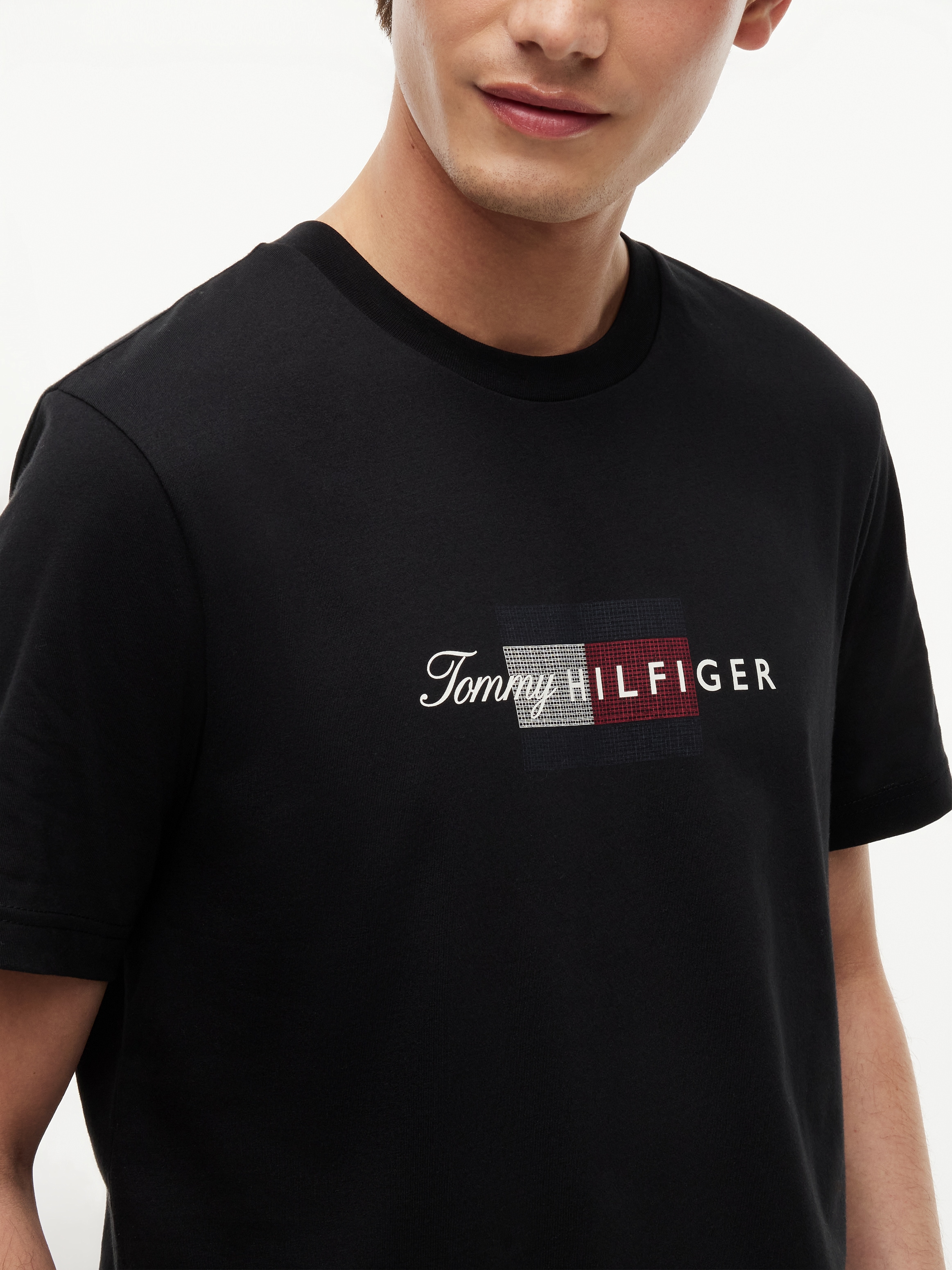 Tommy Hilfiger T-Shirt »SCRIPT FLAG REGULAR TEE« aus Jersey mit Flag-Grafik