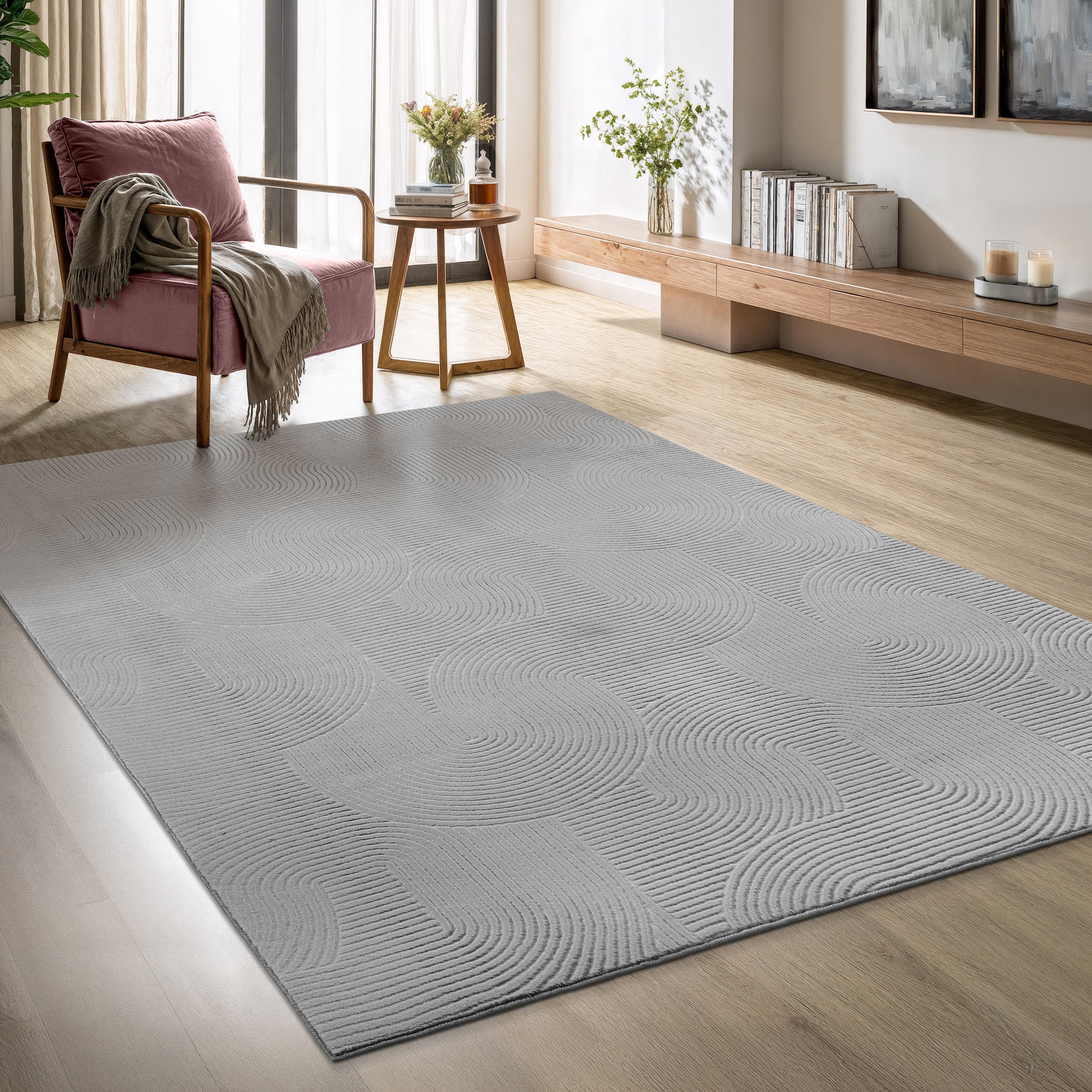 GOODproduct Tapis design »Zoelle 3D Optik/Hoch-Tief Effekt« Rectangulaire 8 mm Höhe mit Anti-Rutsch-Rücken, angenehm weich, Teppich Wohnzimmer Boho Design