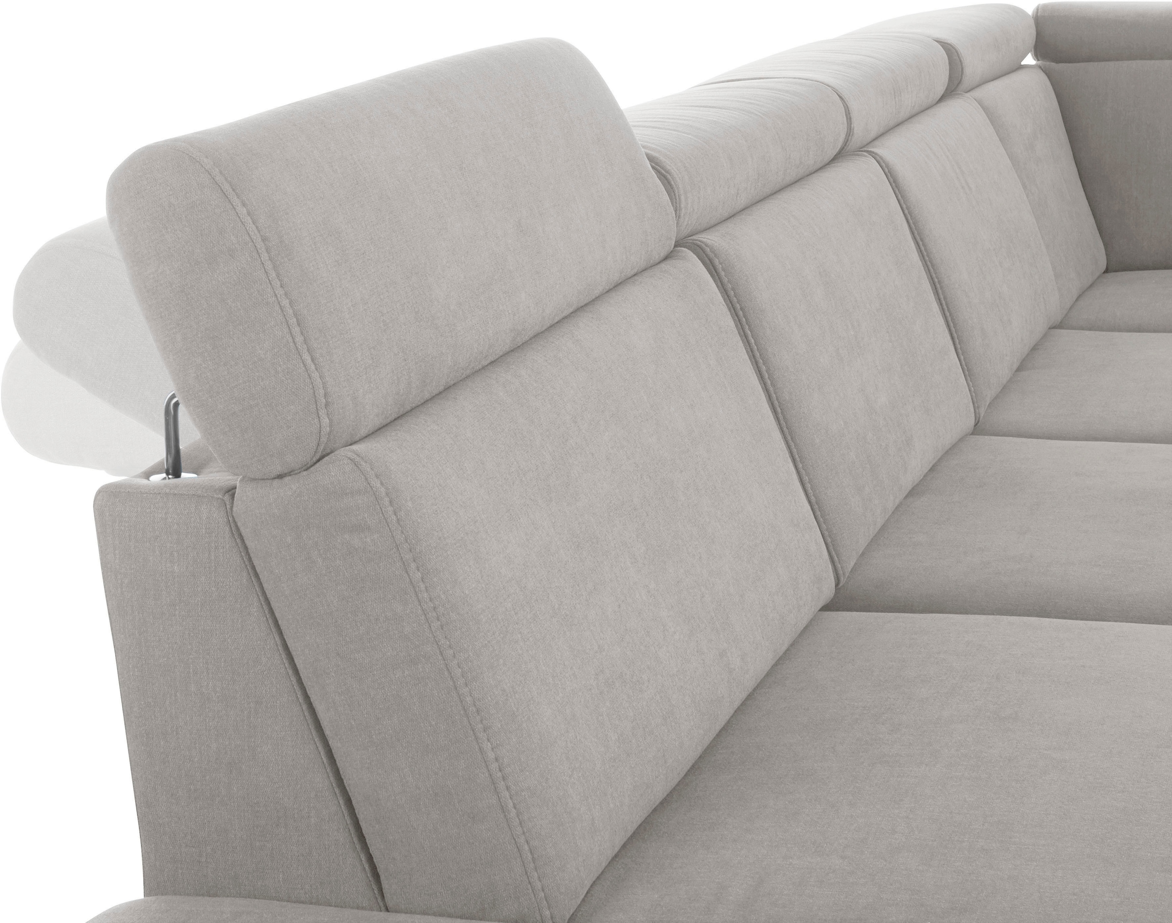 sit&more Wohnlandschaft »Brisbane U-Form«, Fusshöhe 15 cm, inklusive Sitztiefen-, Armteil- und Kopfteilverstellung