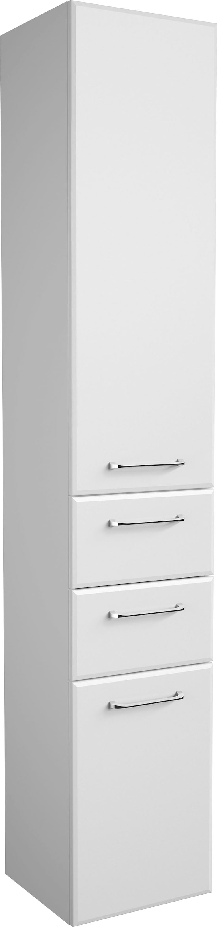 Image of Saphir Hochschrank "Quickset Badschrank 35 cm breit, 2 Türen, 2 Schubladen, 3 Einlegeböden" Badezimmer-Hochschrank inkl. Türdämpfer, Griffe in Chrom glänzend