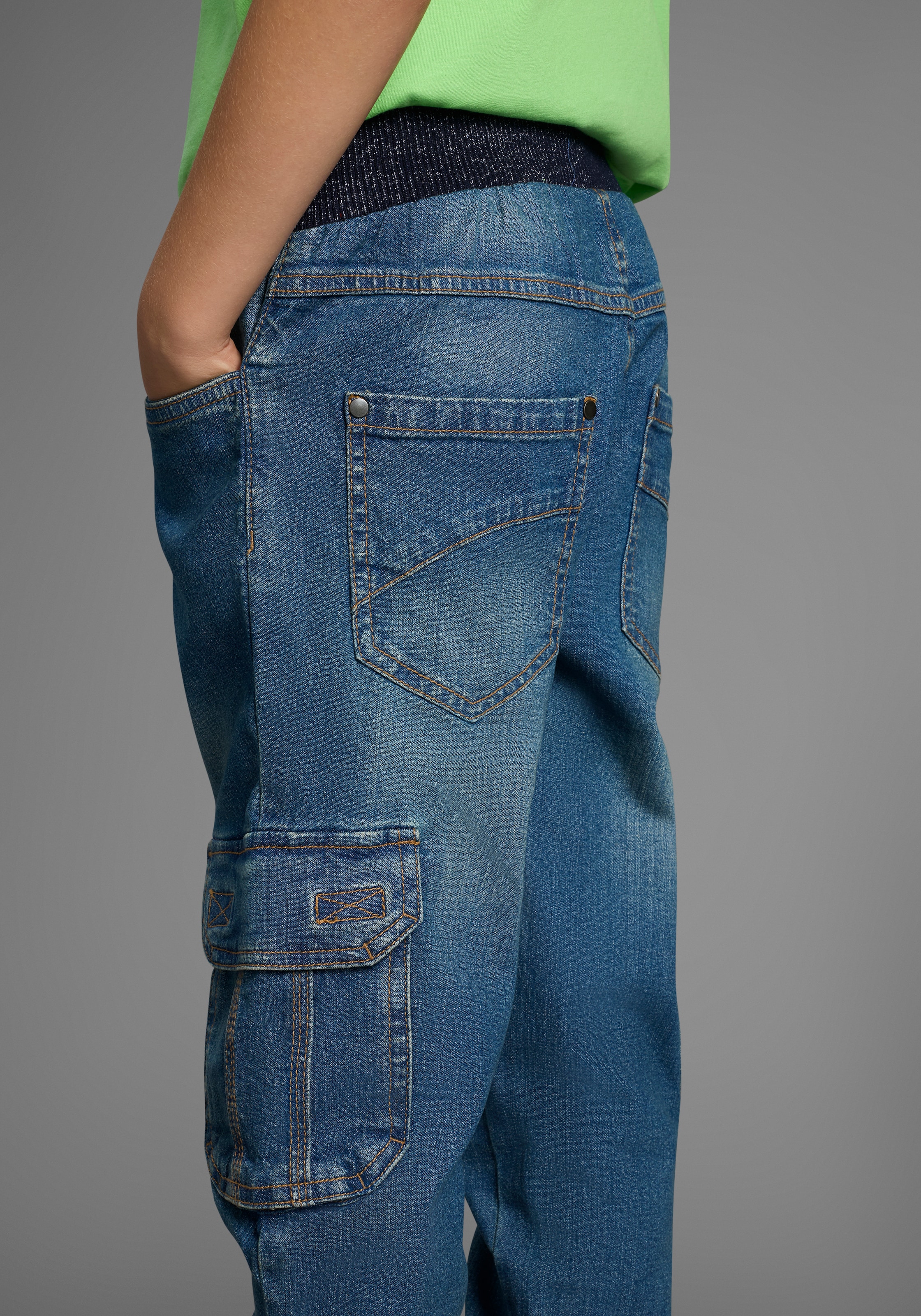 Arizona Cargojeans », Stretch-Jeans für Jungen«, gerades Bein, mit Bindeband und Gummizug, normale Taille