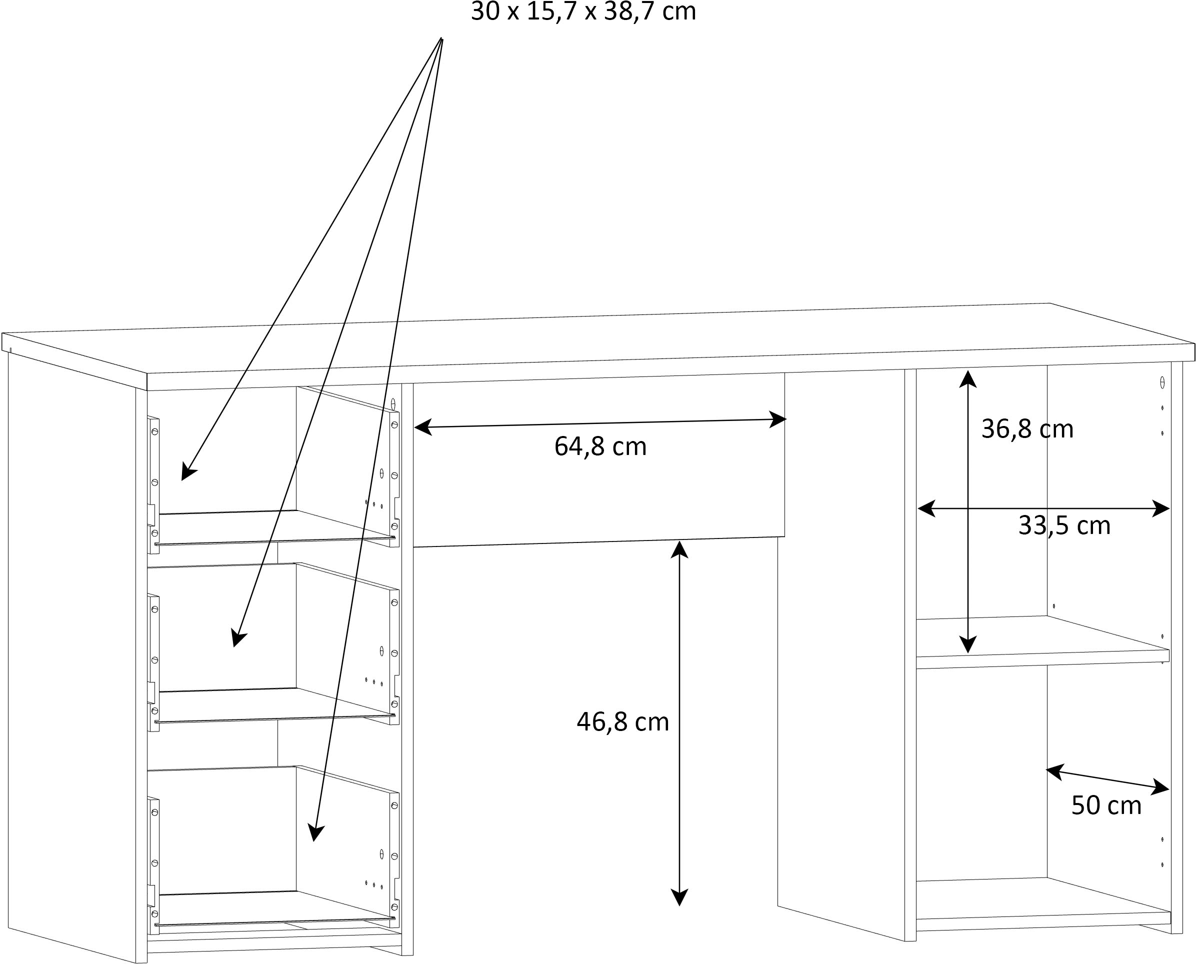 FORTE Schreibtisch »Neuss« mit 3 Schubladen & 1 Tür, funktional, Breite 138 cm