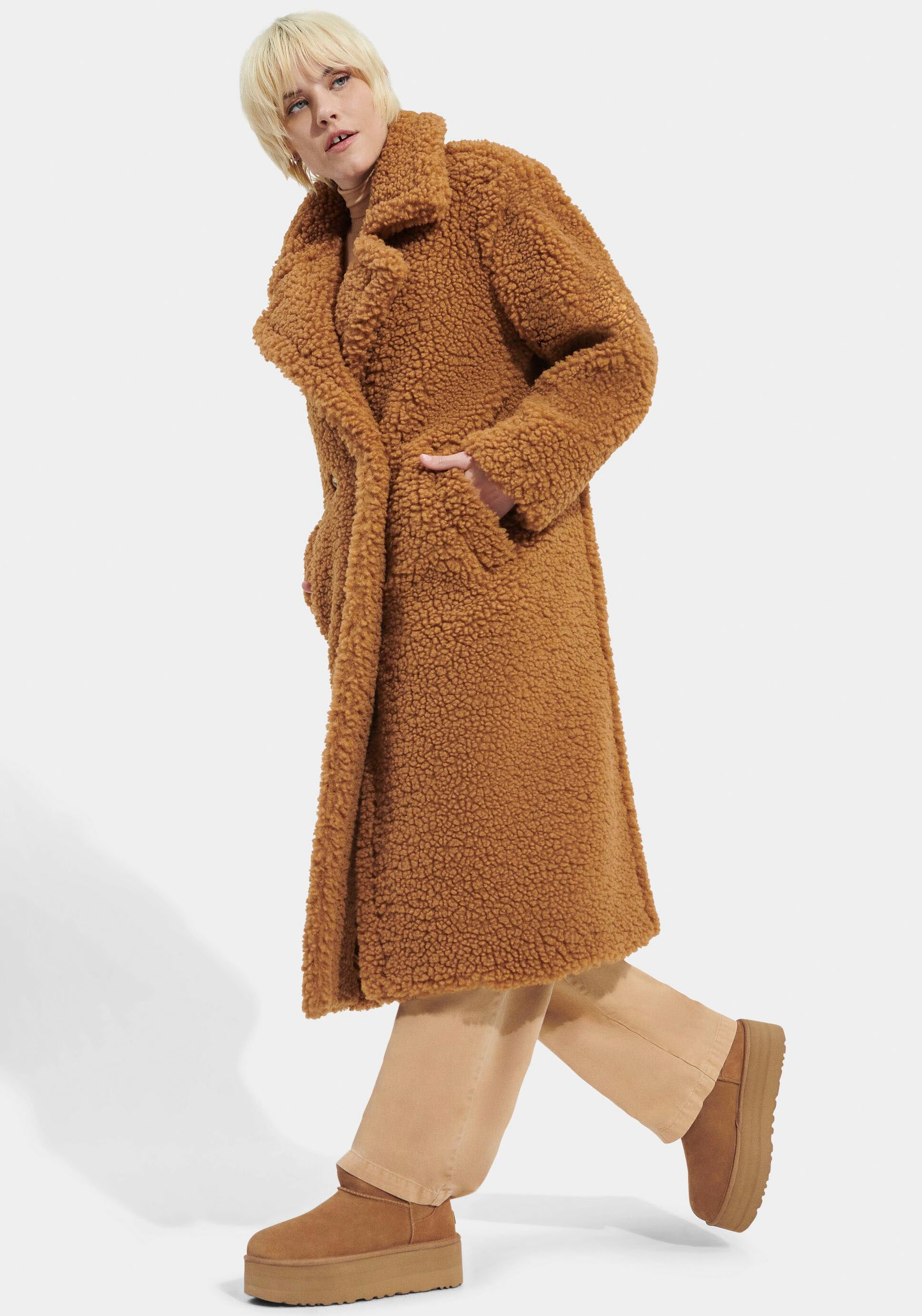 UGG Fellimitatmantel »W GERTRUDE LONG TEDDY COAT«