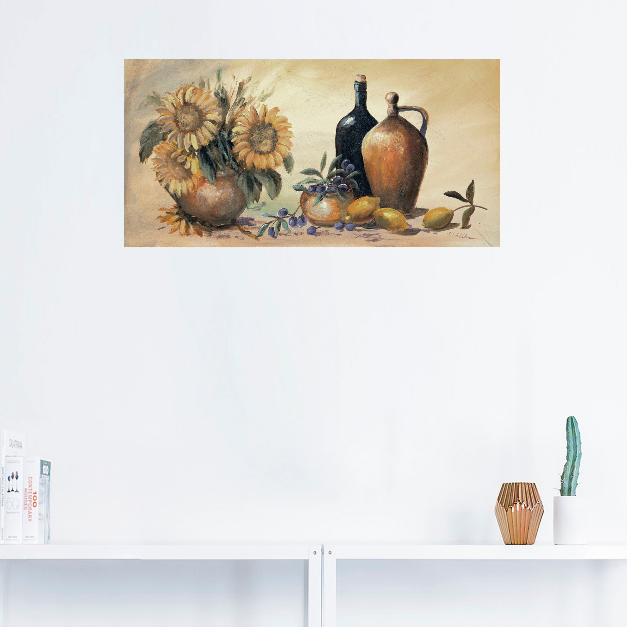 Artland Wandbild »Stillleben mit Sonnenblumen«, Vasen & Töpfe, (1 St.), als Leinwandbild, Poster, Wandaufkleber in verschied. Grössen