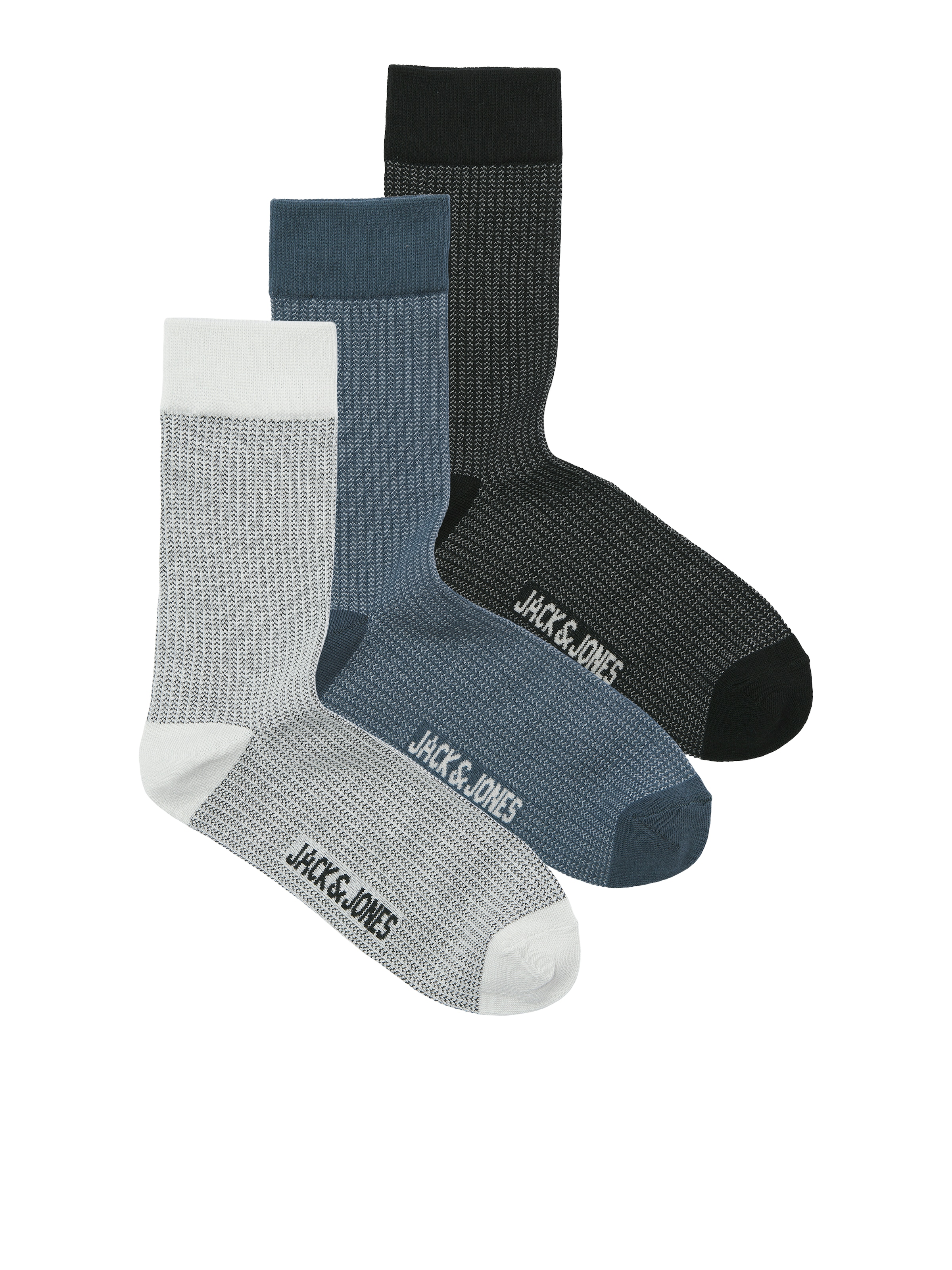 Image of Jack & Jones Freizeitsocken "JACBRYAN BIRD EYE SOCKS 3 PACK SN" 3 Paar tlg. mit Logostickerei