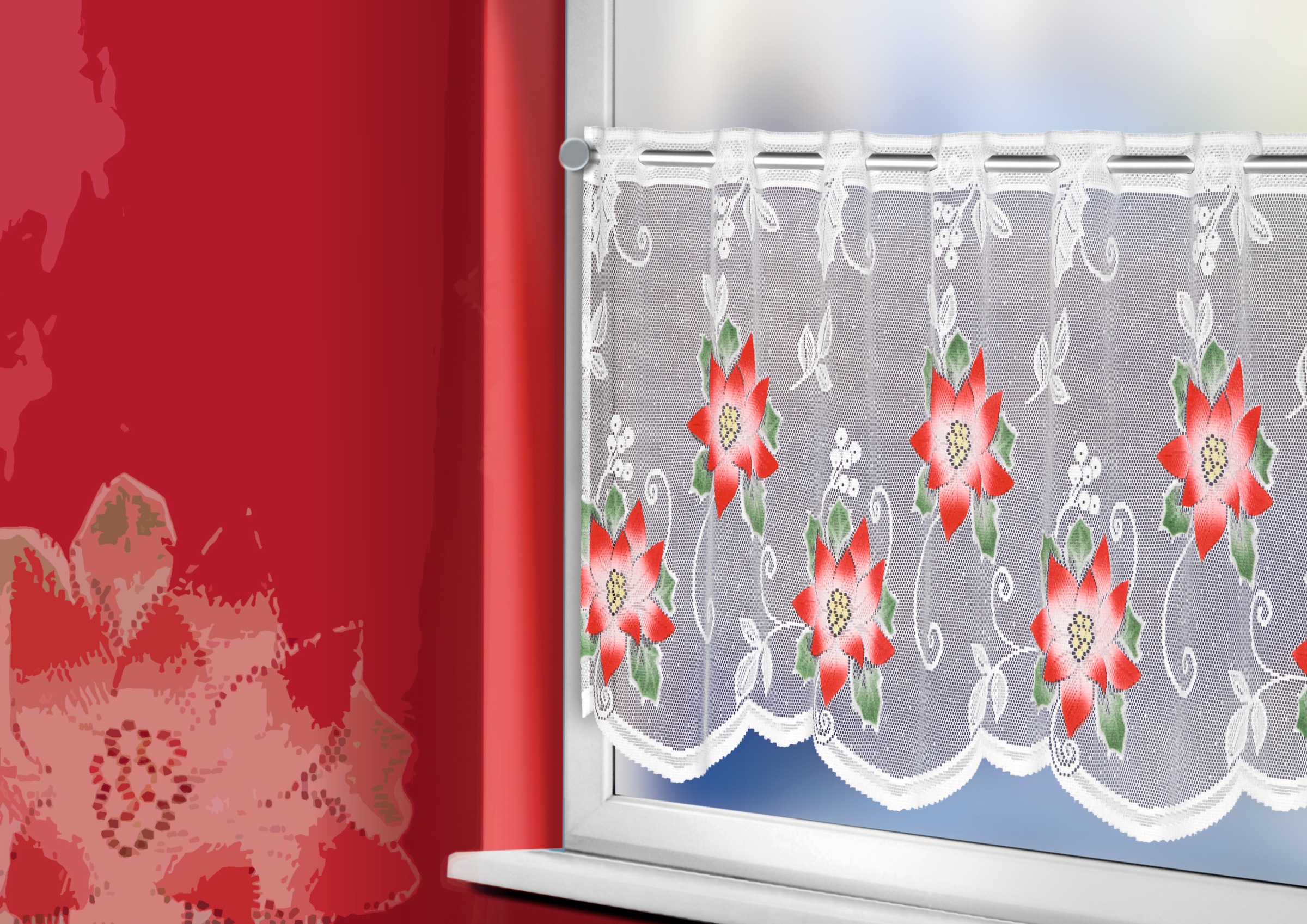 Image of WILLKOMMEN ZUHAUSE by ALBANI GROUP Panneaux »Weihnachtsstern«, (1 St.), Jacquard-Panneaux, handcoloriert bei Ackermann Versand Schweiz