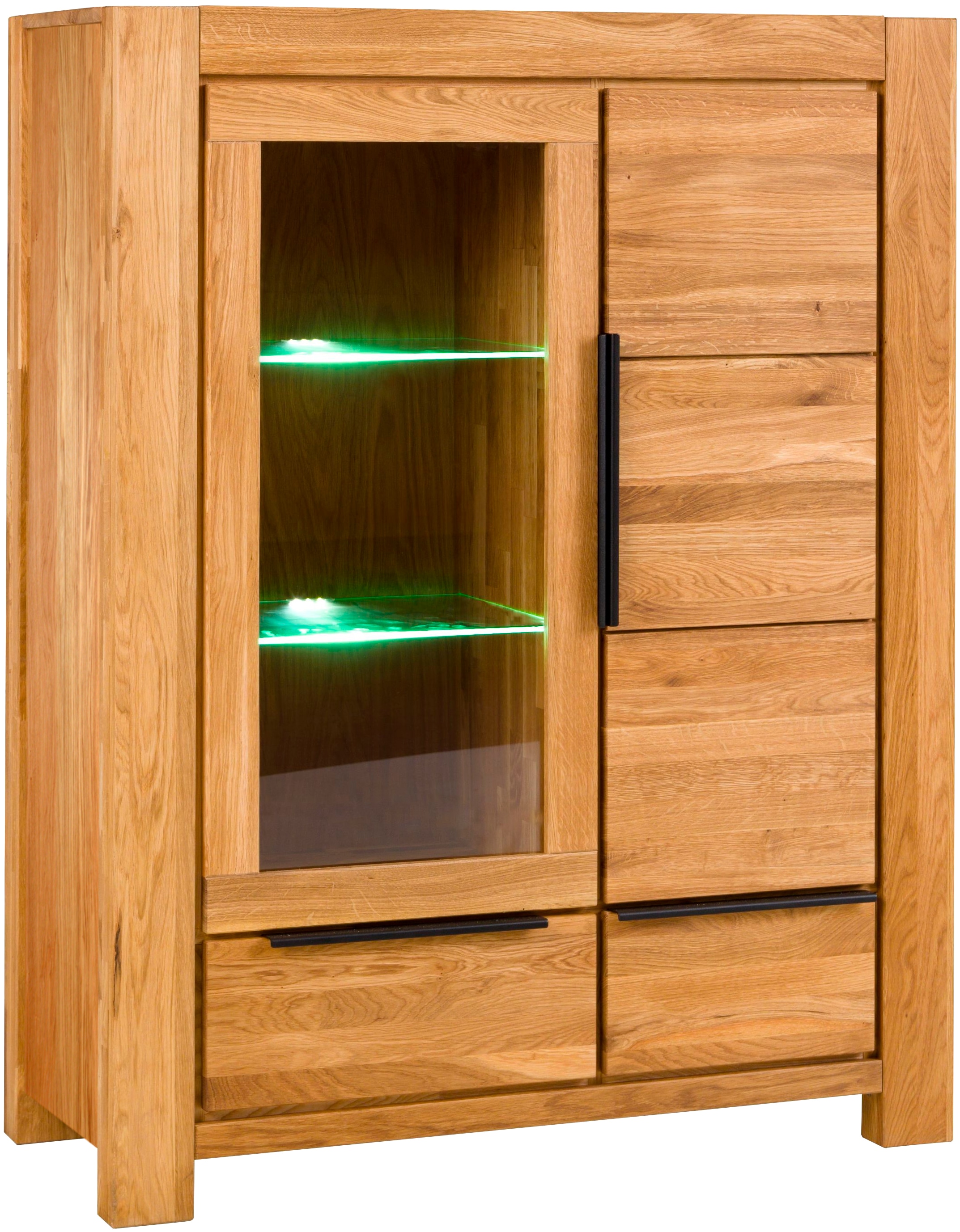 Image of Home affaire Vitrine Fächer und Schubkasten mit Selbsteinzug. Front&Deckplatte Massiv Eiche
