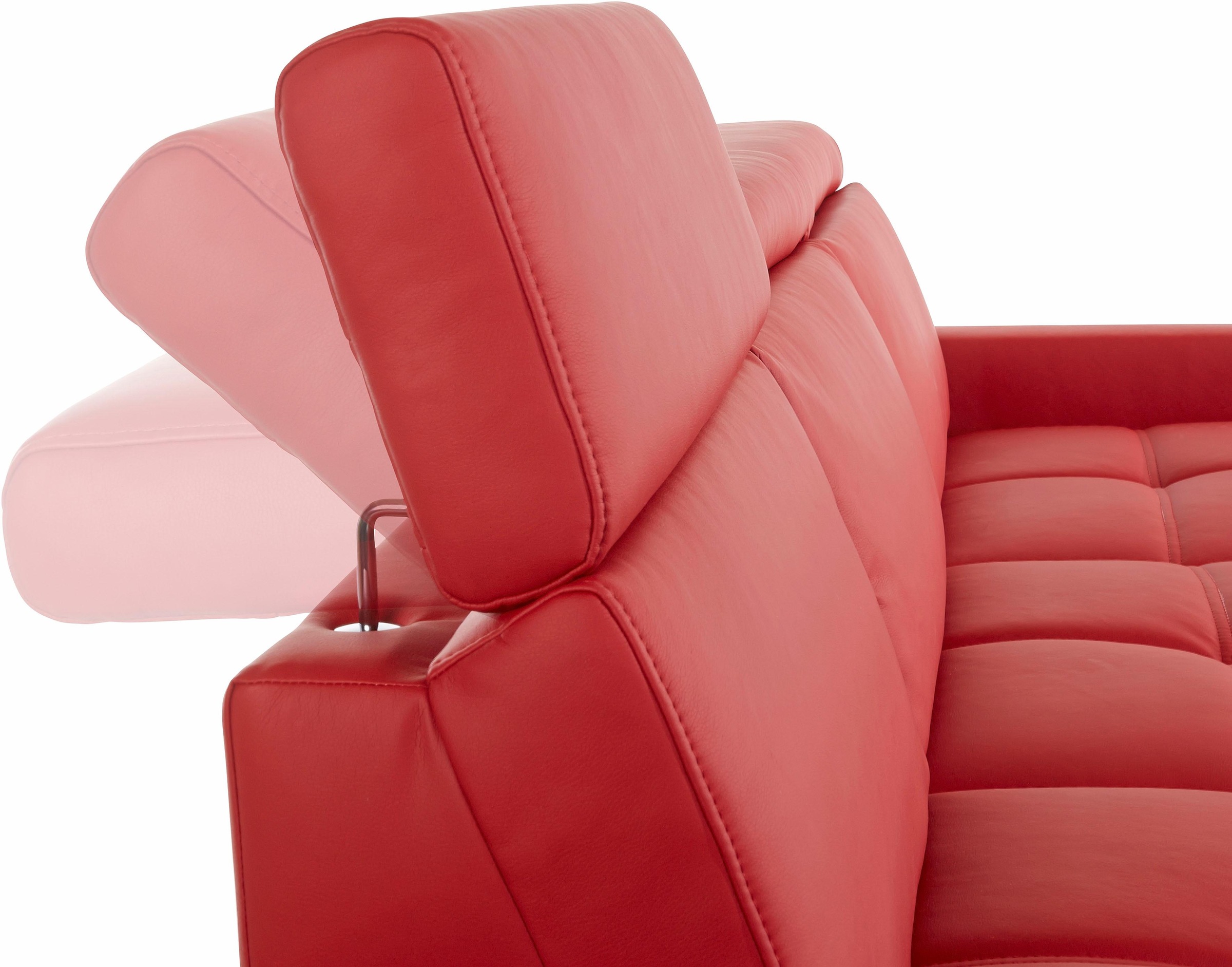 DOMO collection Ecksofa »Ava mit moderner Sitzheftung & toller Doppelnaht, komfortabel, L-Form«, mit Recamiere, inkl. Federkern, wahlweise mit Kopfteilverstellungen