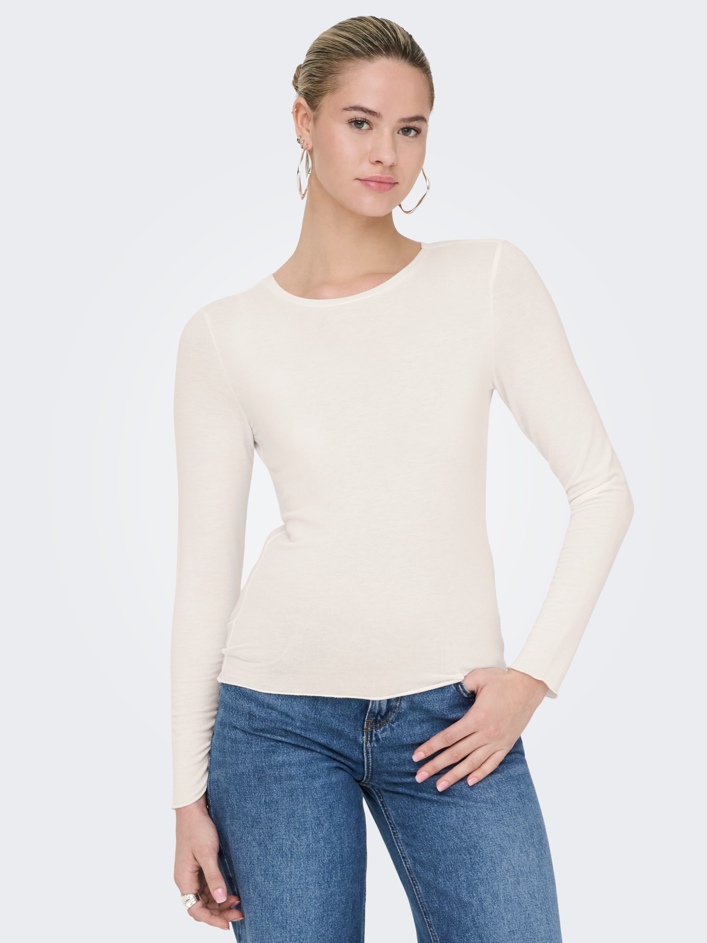 ONLY T-shirt à manches longues »ONLVIRRO O NECK L/S TOP BOX JRS« Materialmix, regular fit